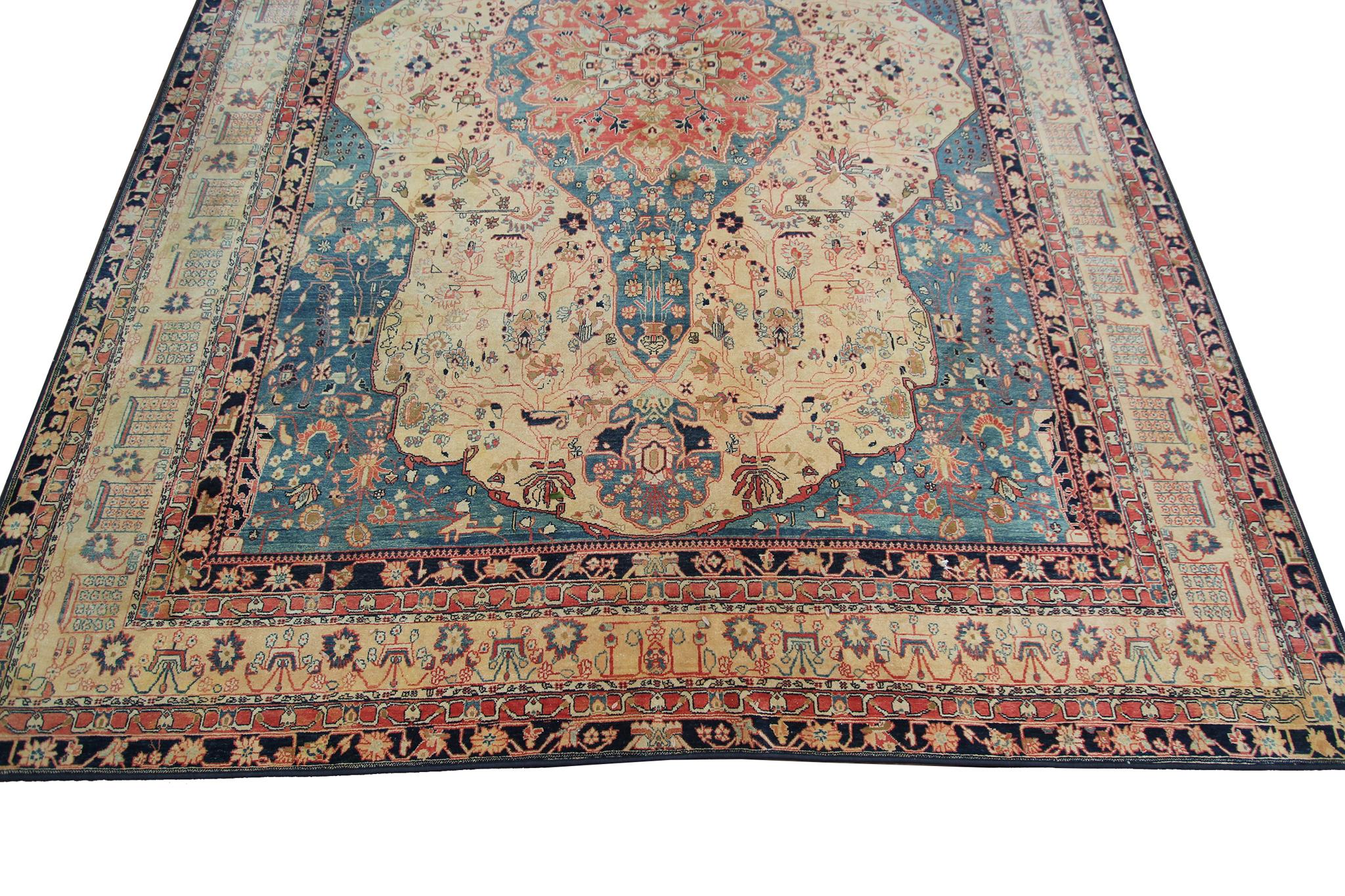 Metà XX secolo Tappeto vintage Mohtasham Tappeto fatto a mano di alta qualità 10x13 298cm x 397cm in vendita