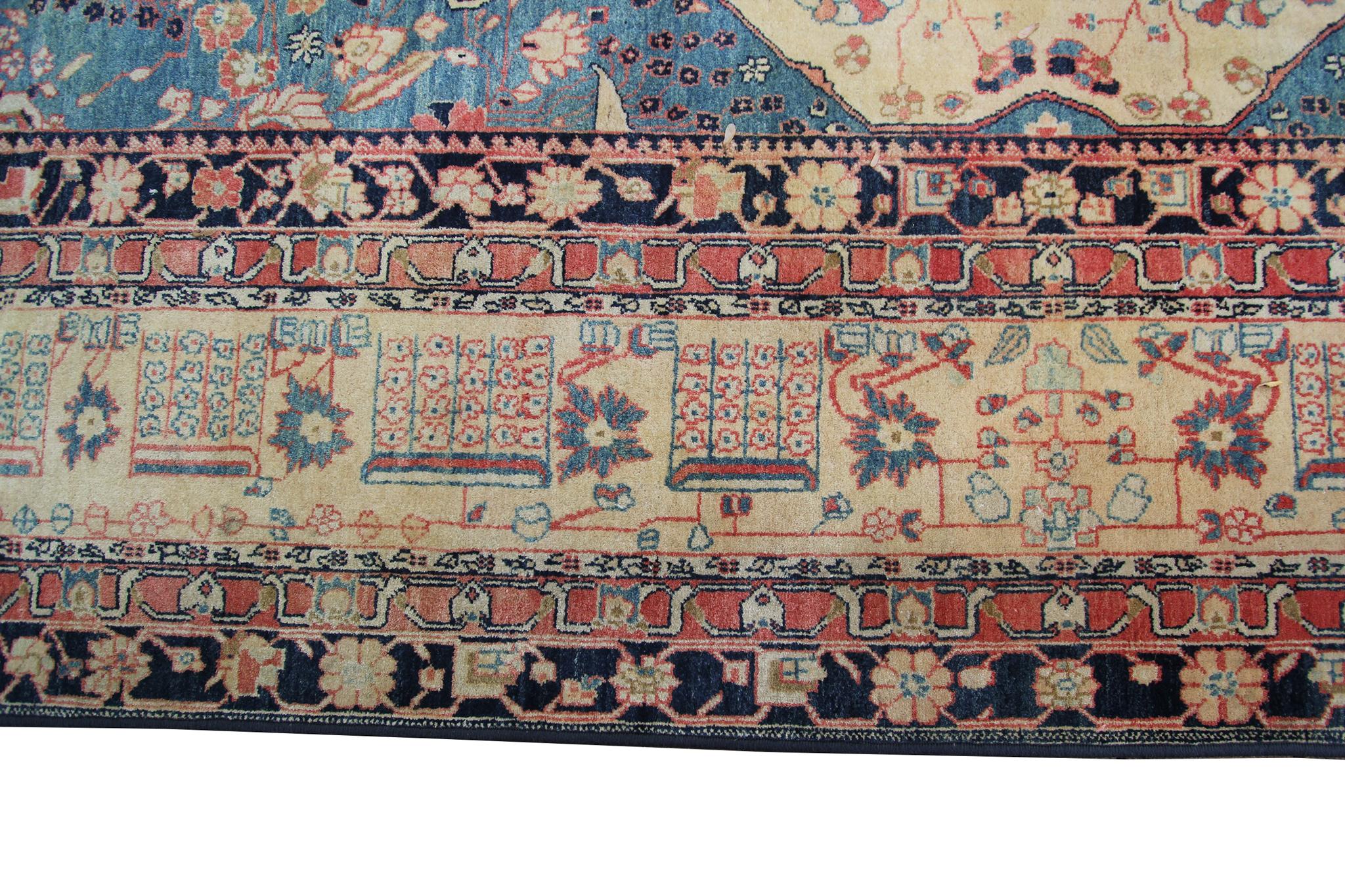 Seta Tappeto vintage Mohtasham Tappeto fatto a mano di alta qualità 10x13 298cm x 397cm in vendita