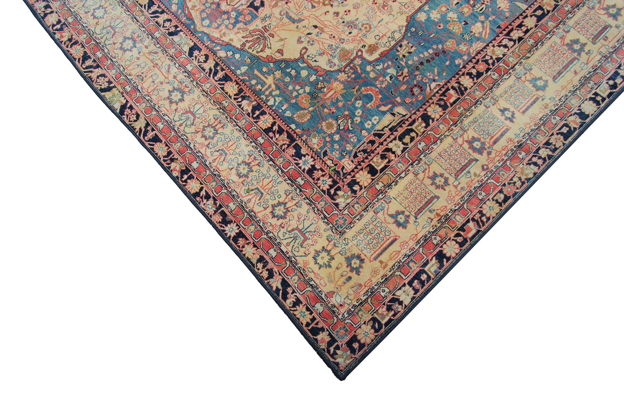 Tappeto vintage Mohtasham Tappeto fatto a mano di alta qualità 10x13 298cm x 397cm in vendita 2