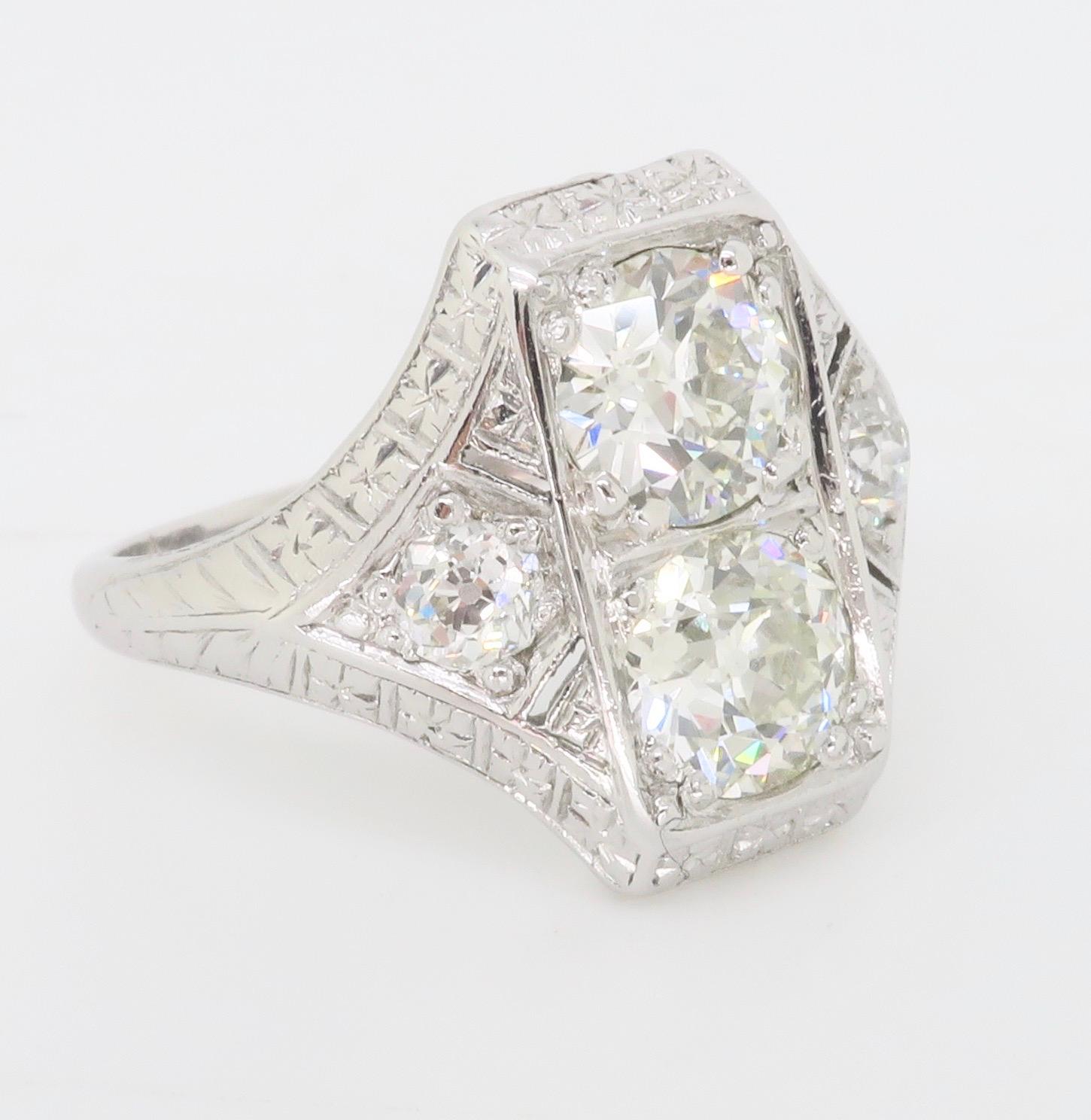 Vintage Moi Et Toi Diamond Ring Made in Platinum 5