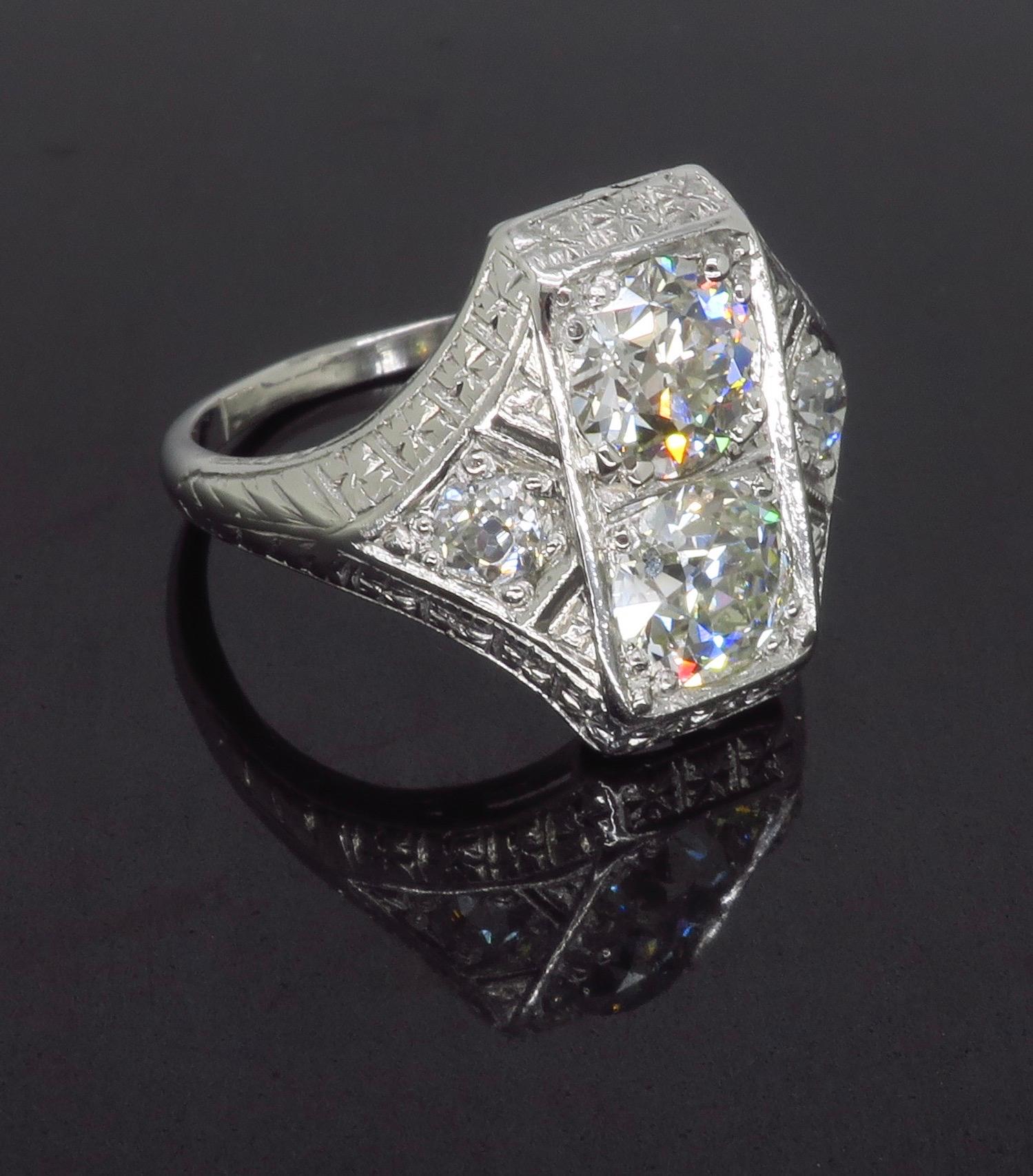 Vintage Moi Et Toi Diamond Ring Made in Platinum 1