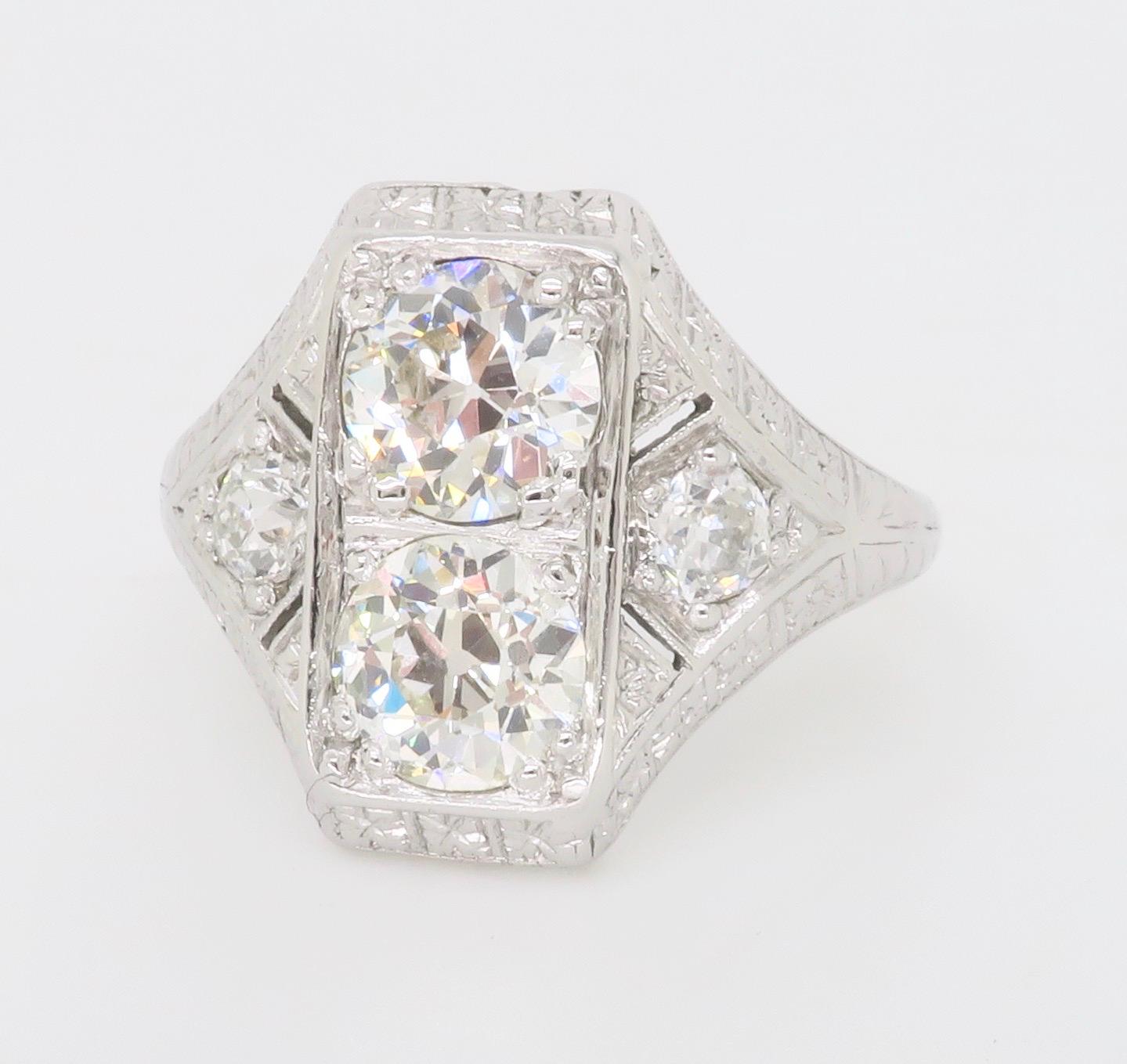 Vintage Moi Et Toi Diamond Ring Made in Platinum 3