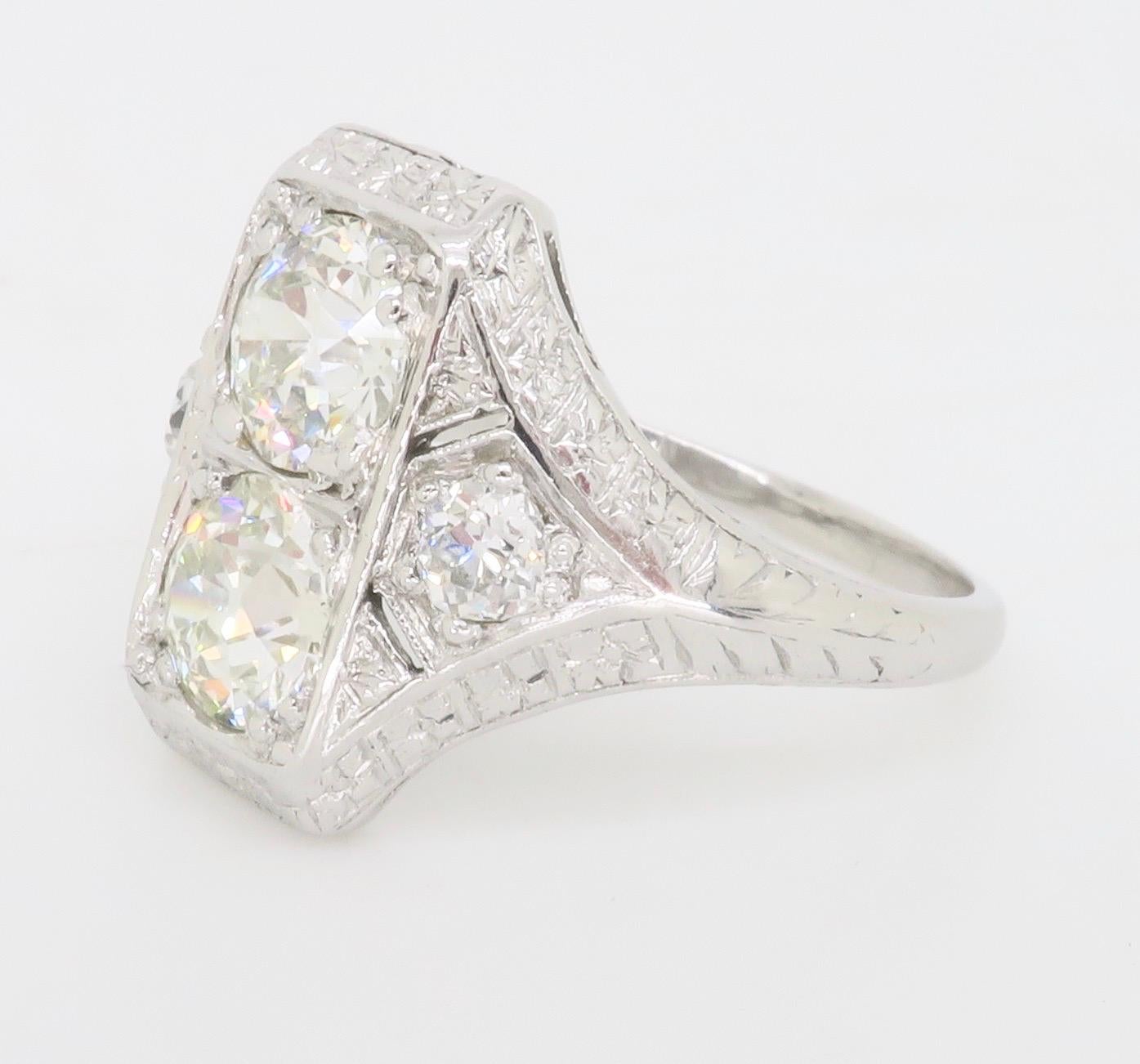 Vintage Moi Et Toi Diamond Ring Made in Platinum 4