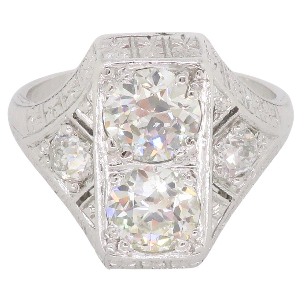 Vintage Moi Et Toi Diamond Ring Made in Platinum