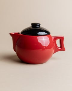 Vintage Moka Maker with Ceramic Pot - Red Colorful Pop Art Design, 1980s