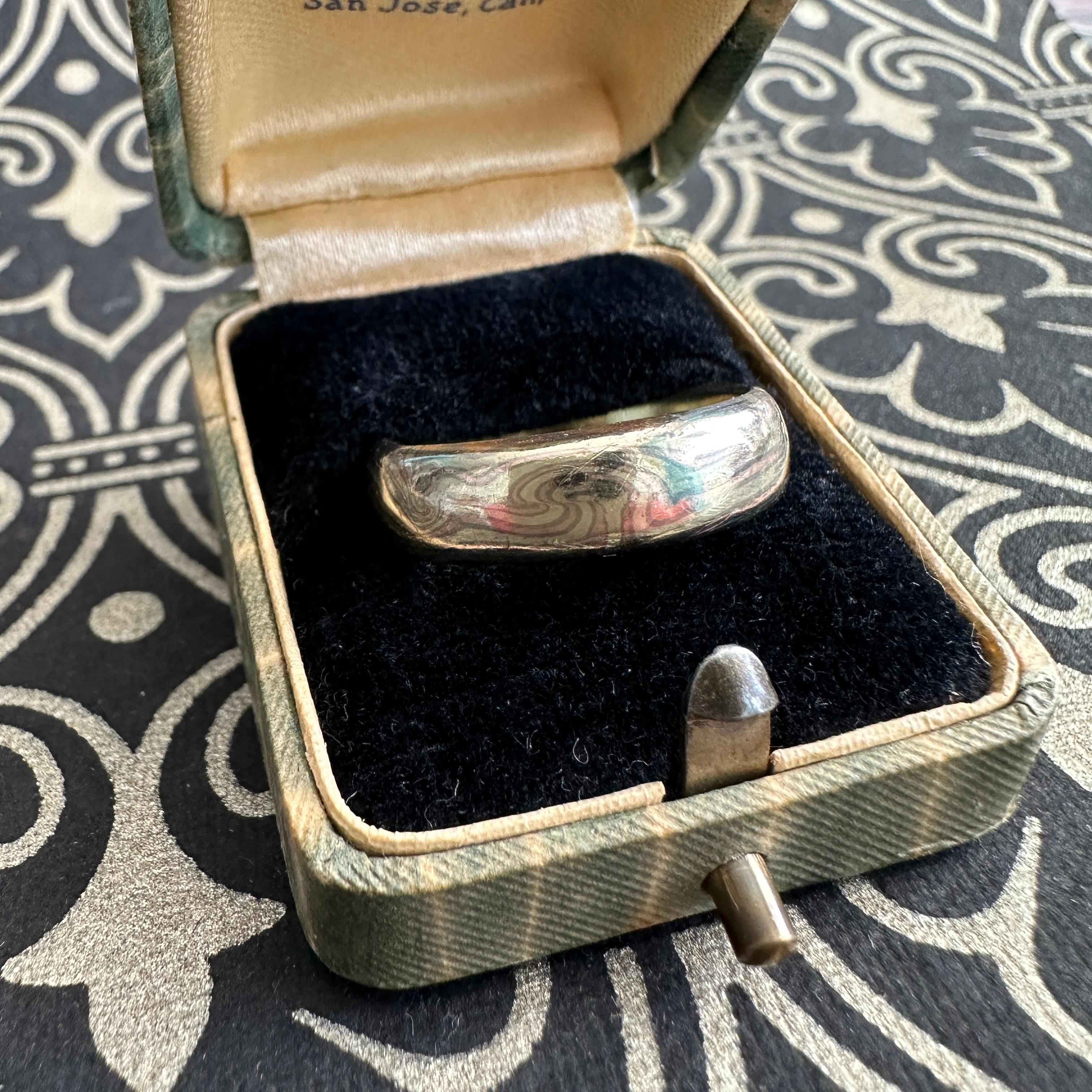 Vintage Mokume Gane Tri-color 14K Gold Band Ring 8
