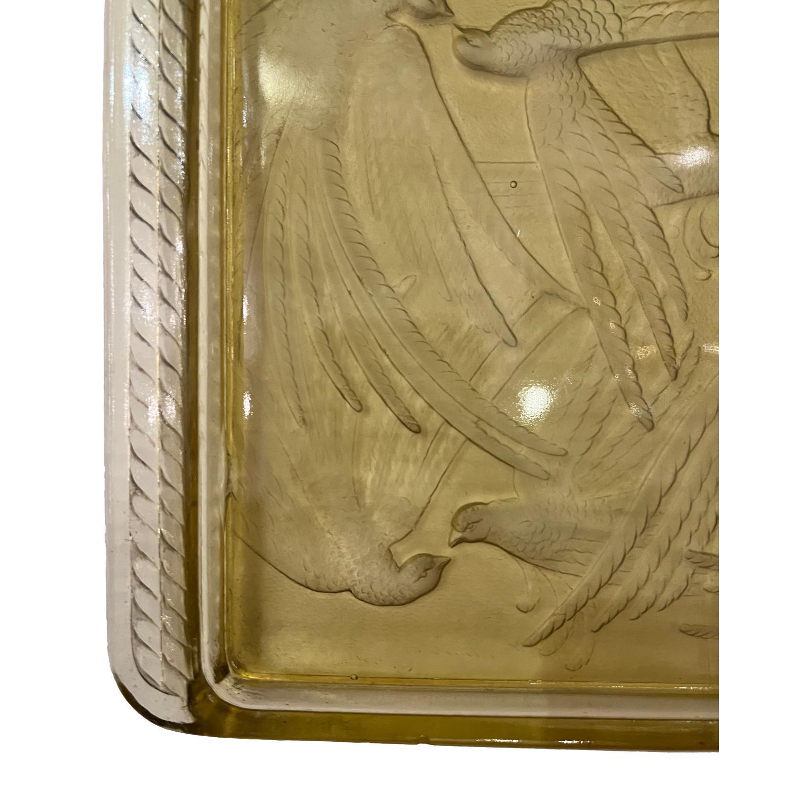 French Vintage Molded Glass Art Deco Tray For Sale