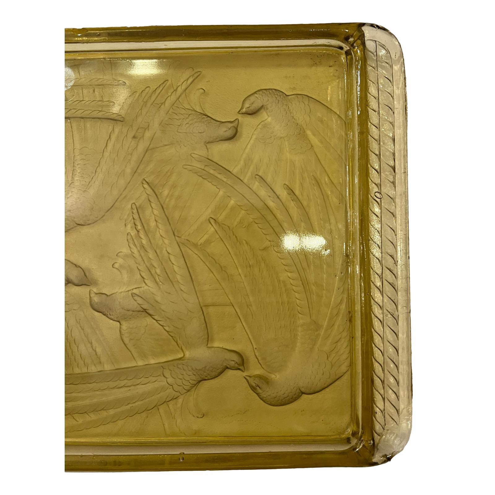 Mid-20th Century Vintage Molded Glass Art Deco Tray For Sale