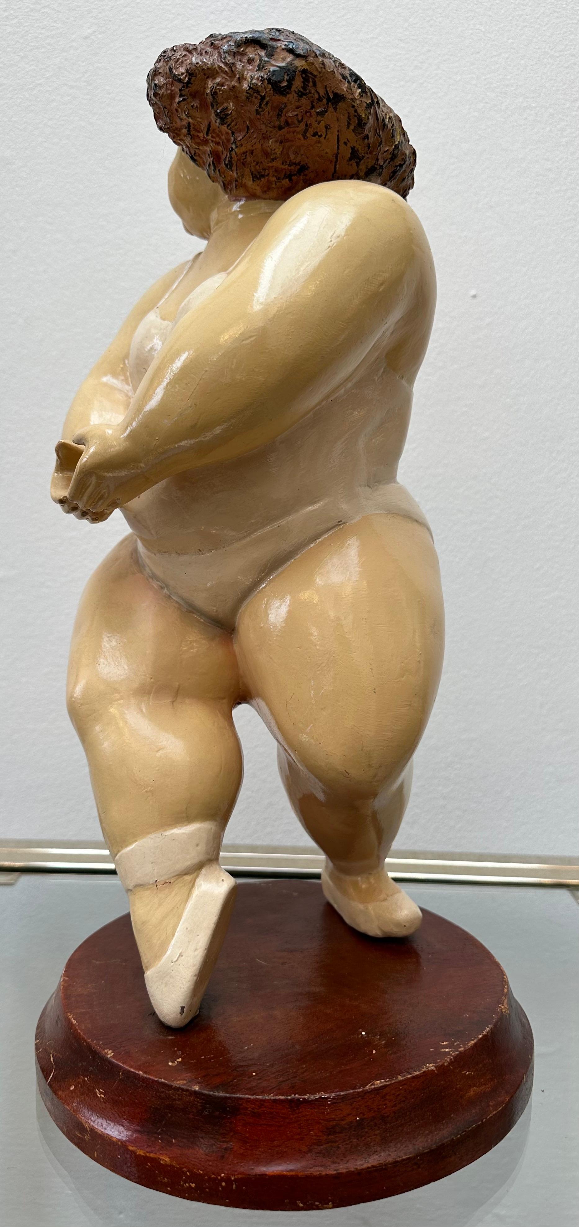 Vintage Molded Resin Hand Painted Dancing Ballerina Figurine Botero Style 6