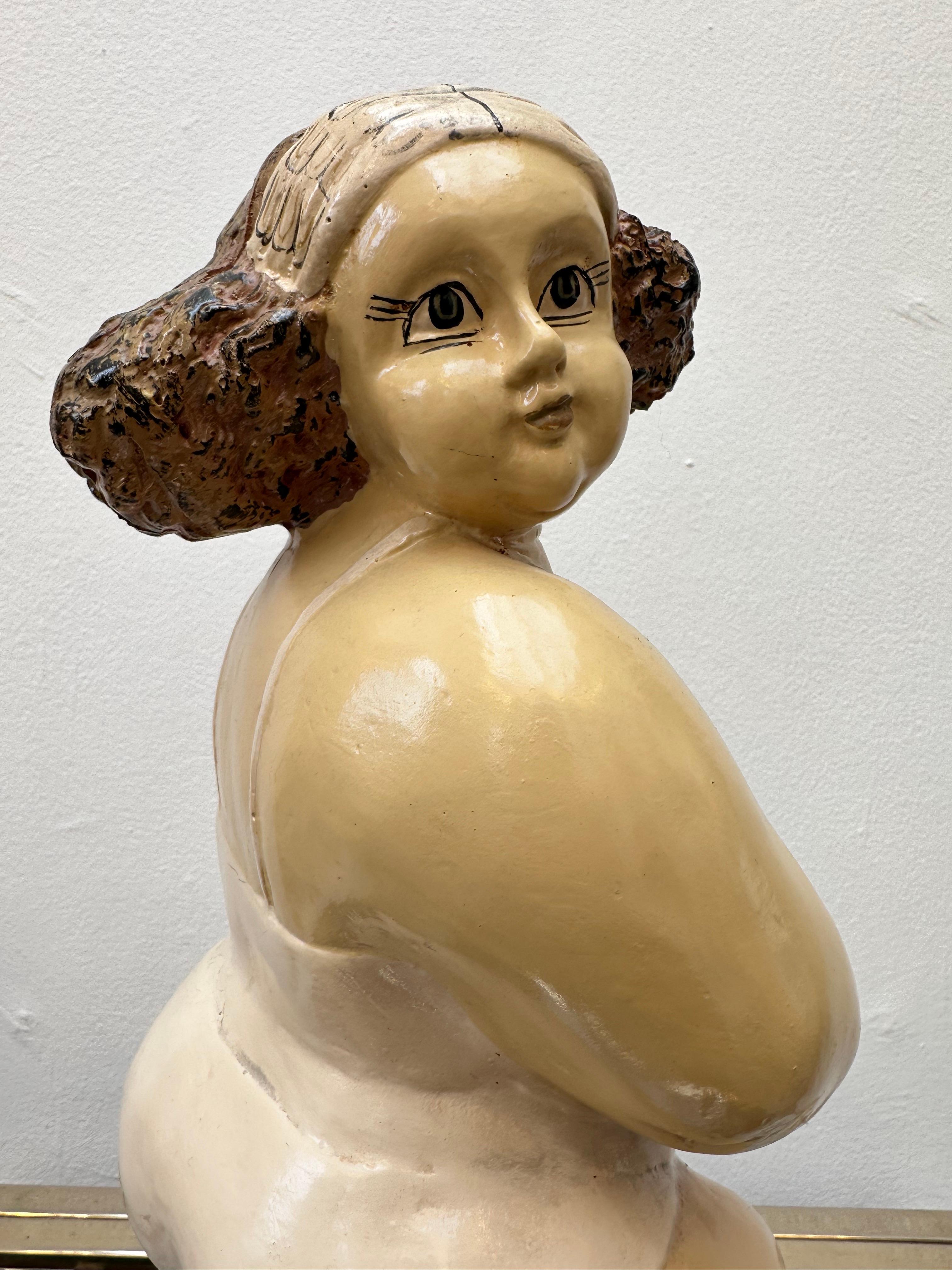 Vintage Molded Resin Hand Painted Dancing Ballerina Figurine Botero Style 7