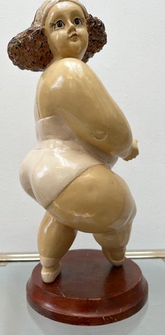 Vintage Molded Resin Hand Painted Dancing Ballerina Figurine Botero Style