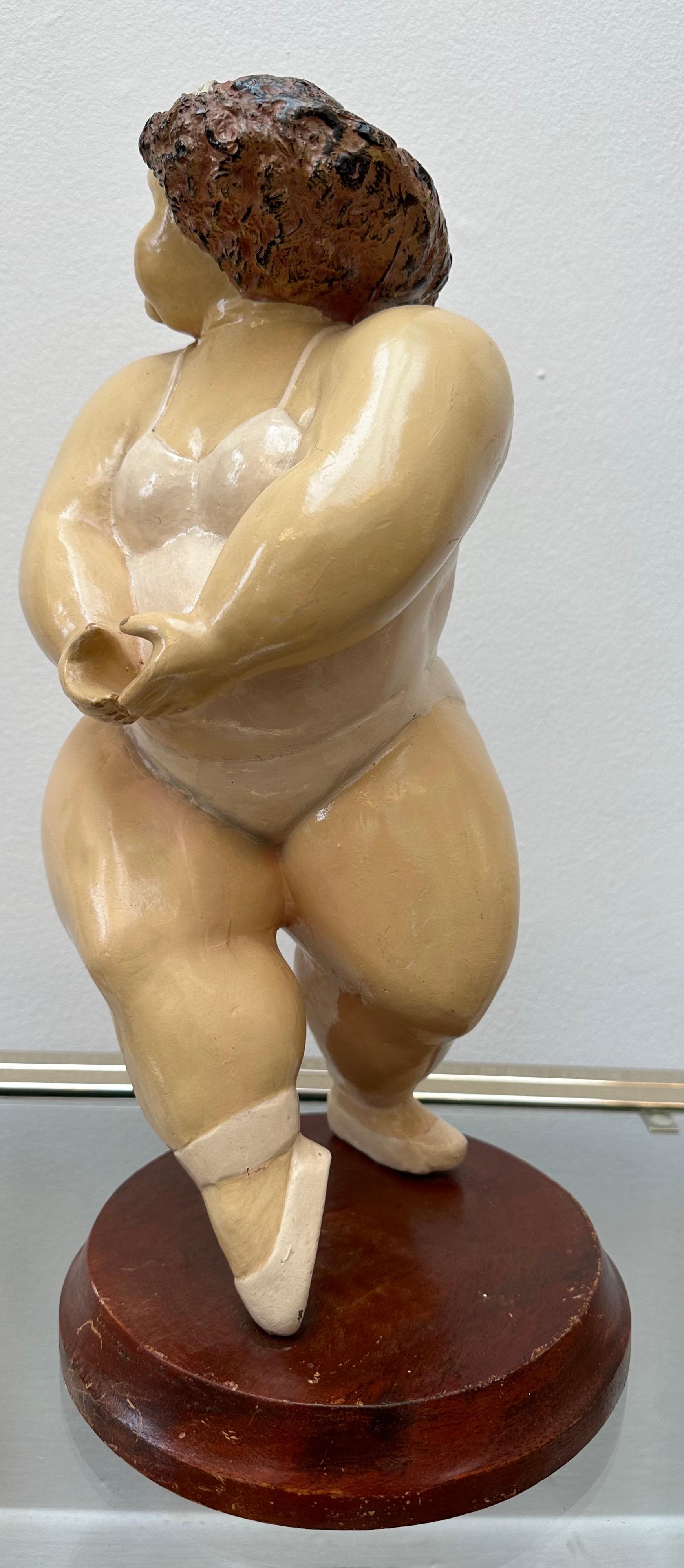 Vintage Molded Resin Hand Painted Dancing Ballerina Figurine Botero Style In Good Condition In London, GB