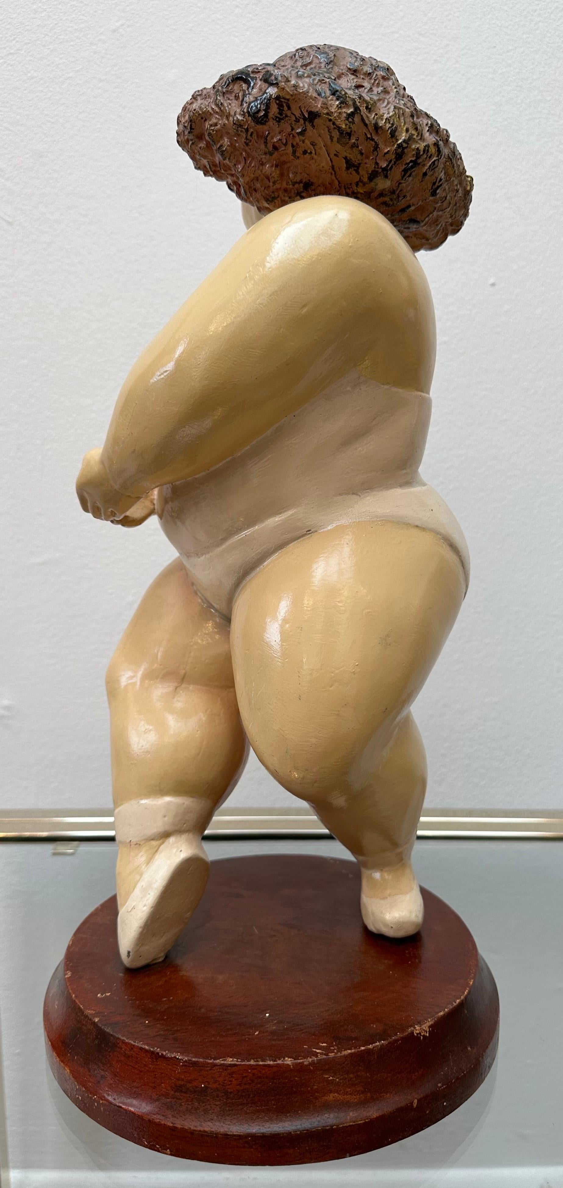 20th Century Vintage Molded Resin Hand Painted Dancing Ballerina Figurine Botero Style