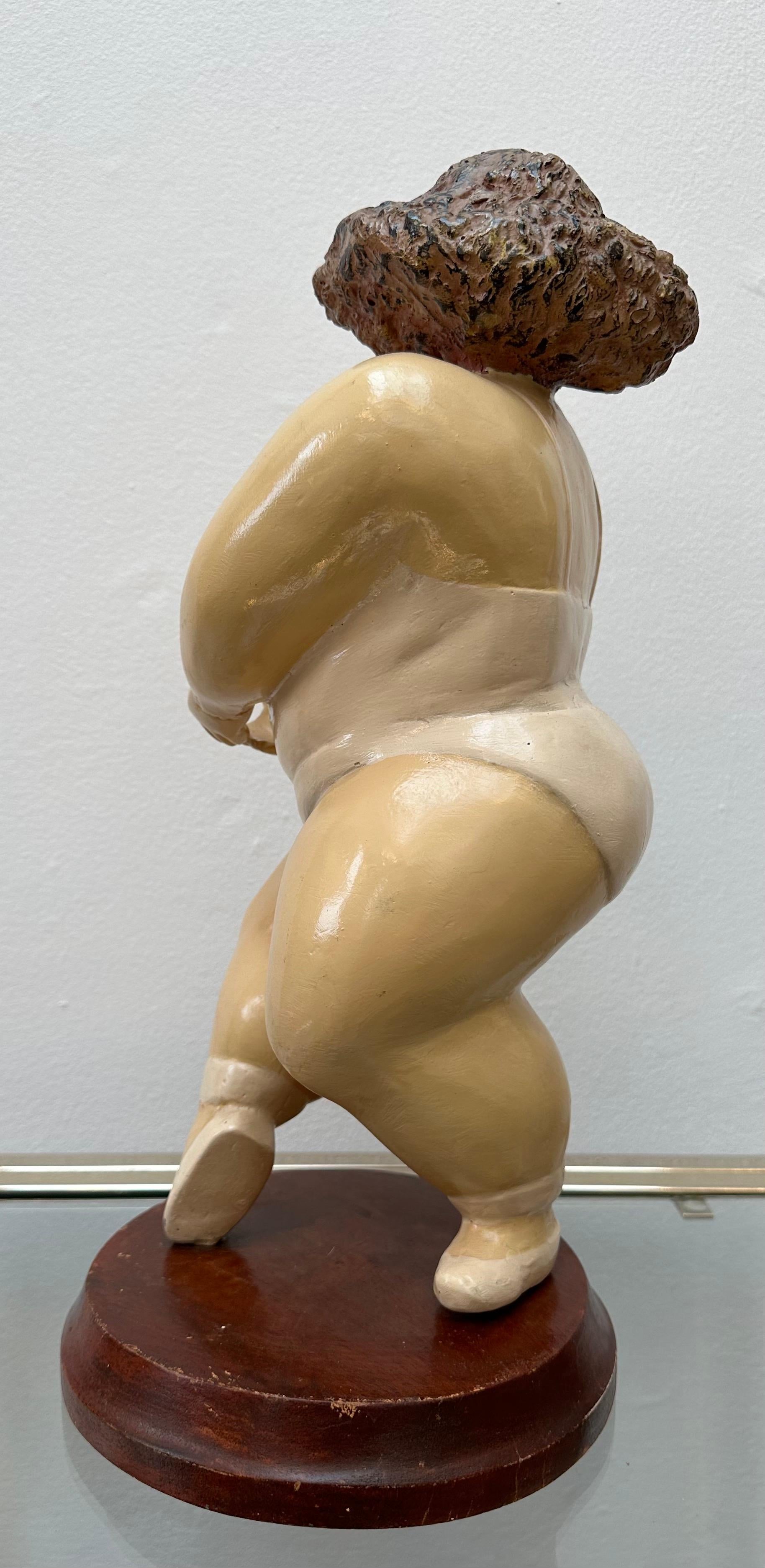 Vintage Molded Resin Hand Painted Dancing Ballerina Figurine Botero Style 1