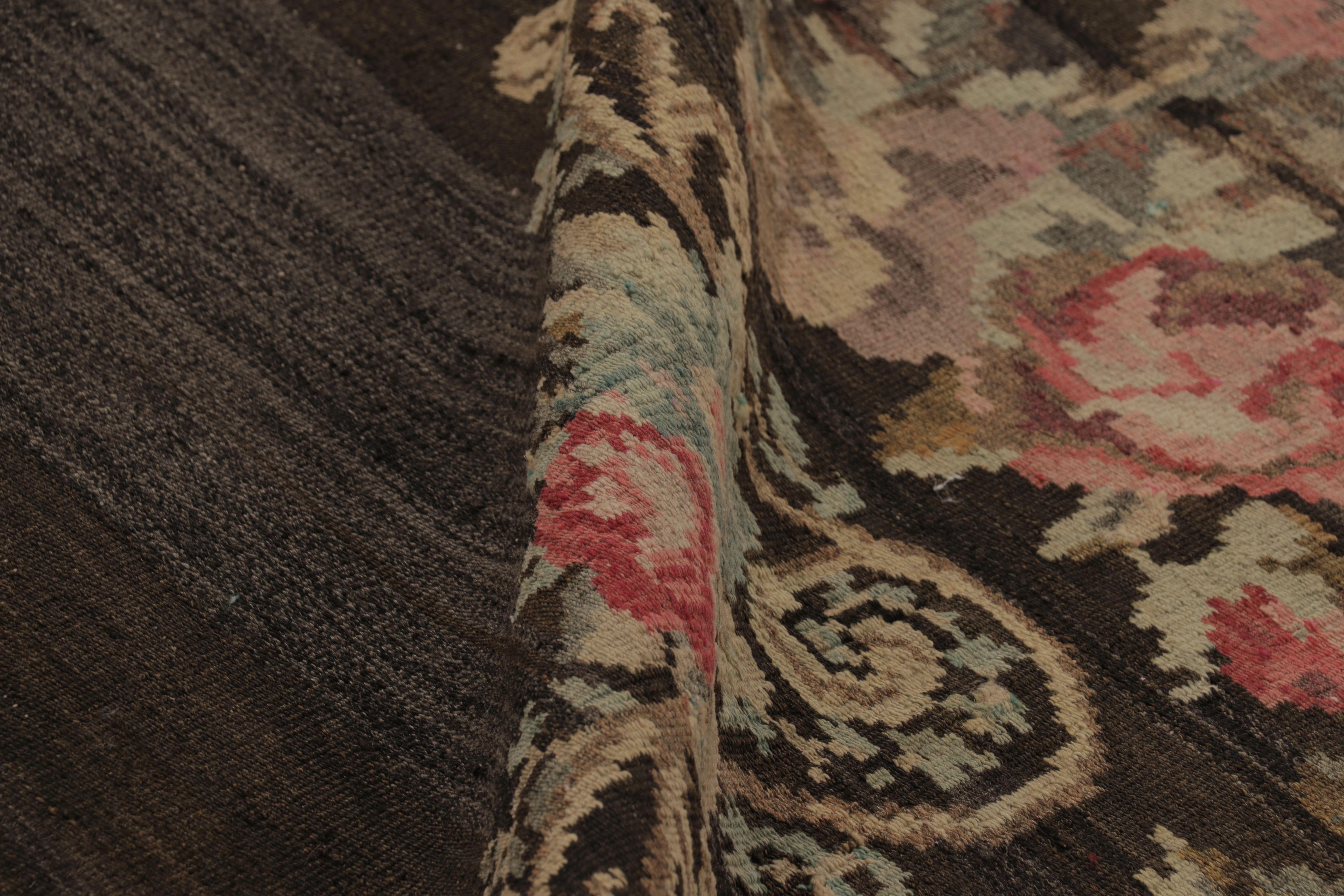 Vintage Moldovan Bessarabian Kilim, Rich Brown with Floral Sprays - Rug & Kilim For Sale 1