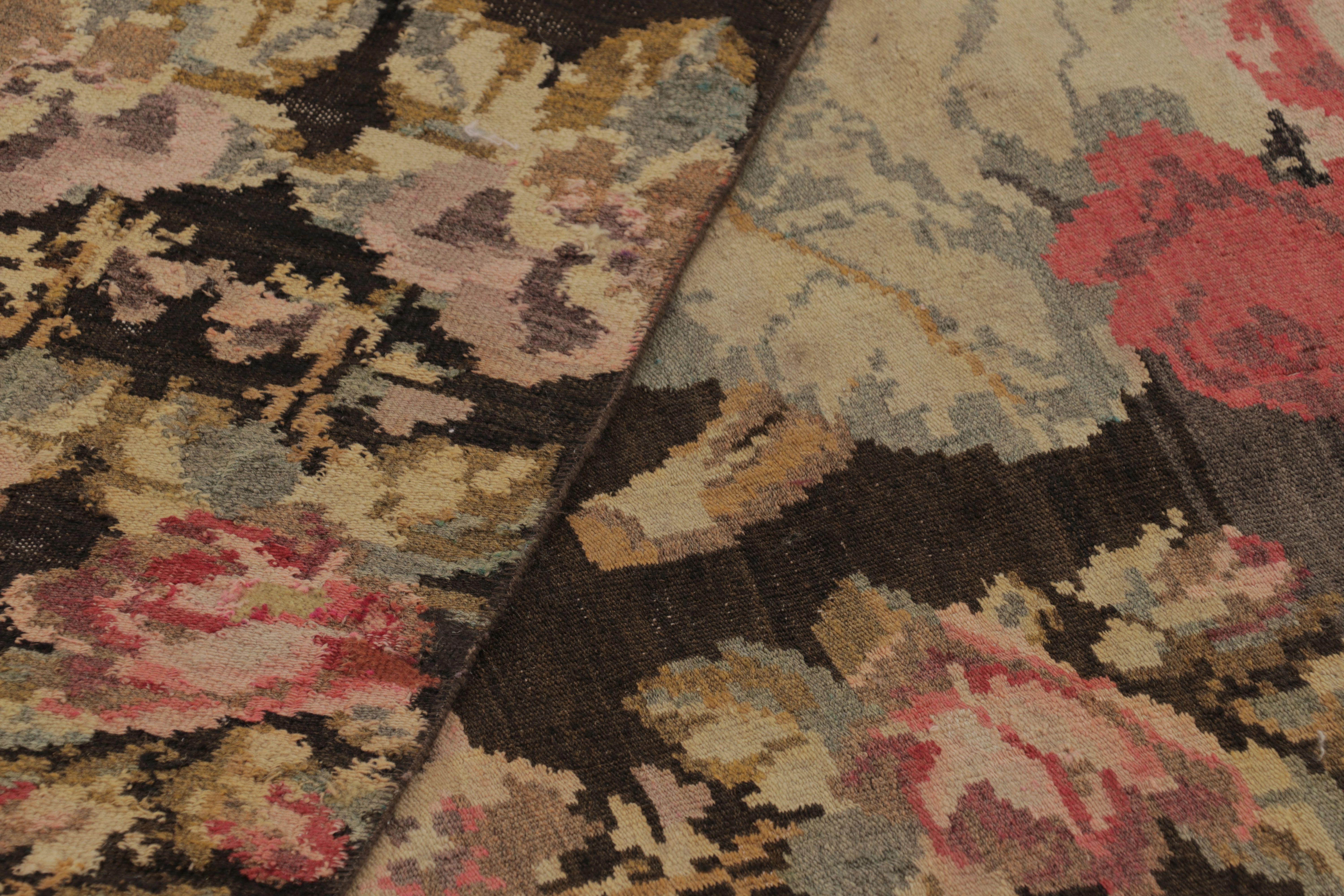 Vintage Moldovan Bessarabian Kilim, Rich Brown with Floral Sprays - Rug & Kilim For Sale 2