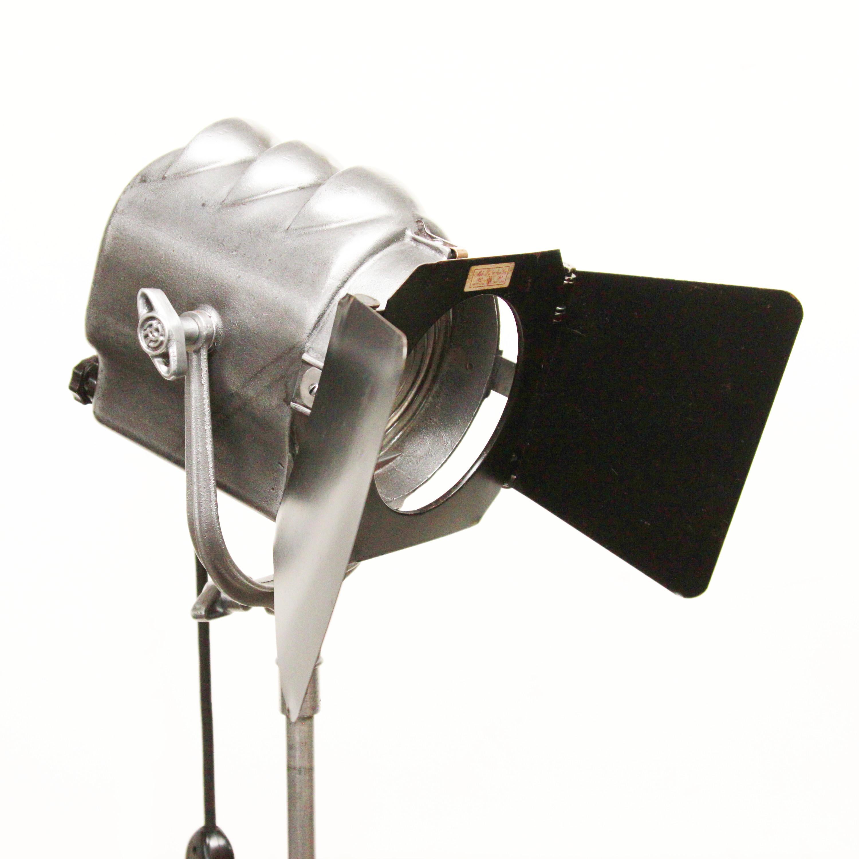 Industrial Vintage Mole-Richardson Type 2351 Midget Solarspot Spot Stage Light Floor Lamp For Sale