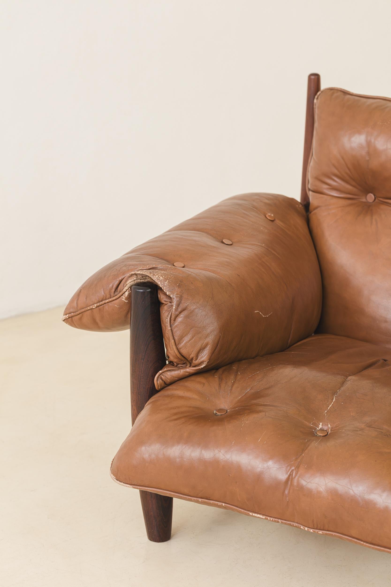 Vintage 'Mole' Rosewood Armchair with Ottoman by Sergio Rodrigues, 1957, Brazil For Sale 3