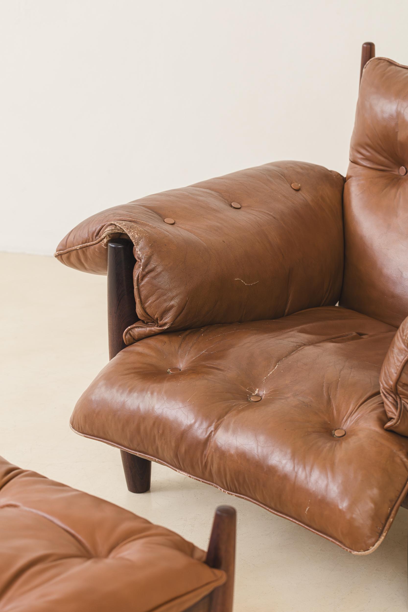 Mid-Century Modern Vintage 'Mole' Rosewood Armchair with Ottoman by Sergio Rodrigues, 1957, Brazil For Sale