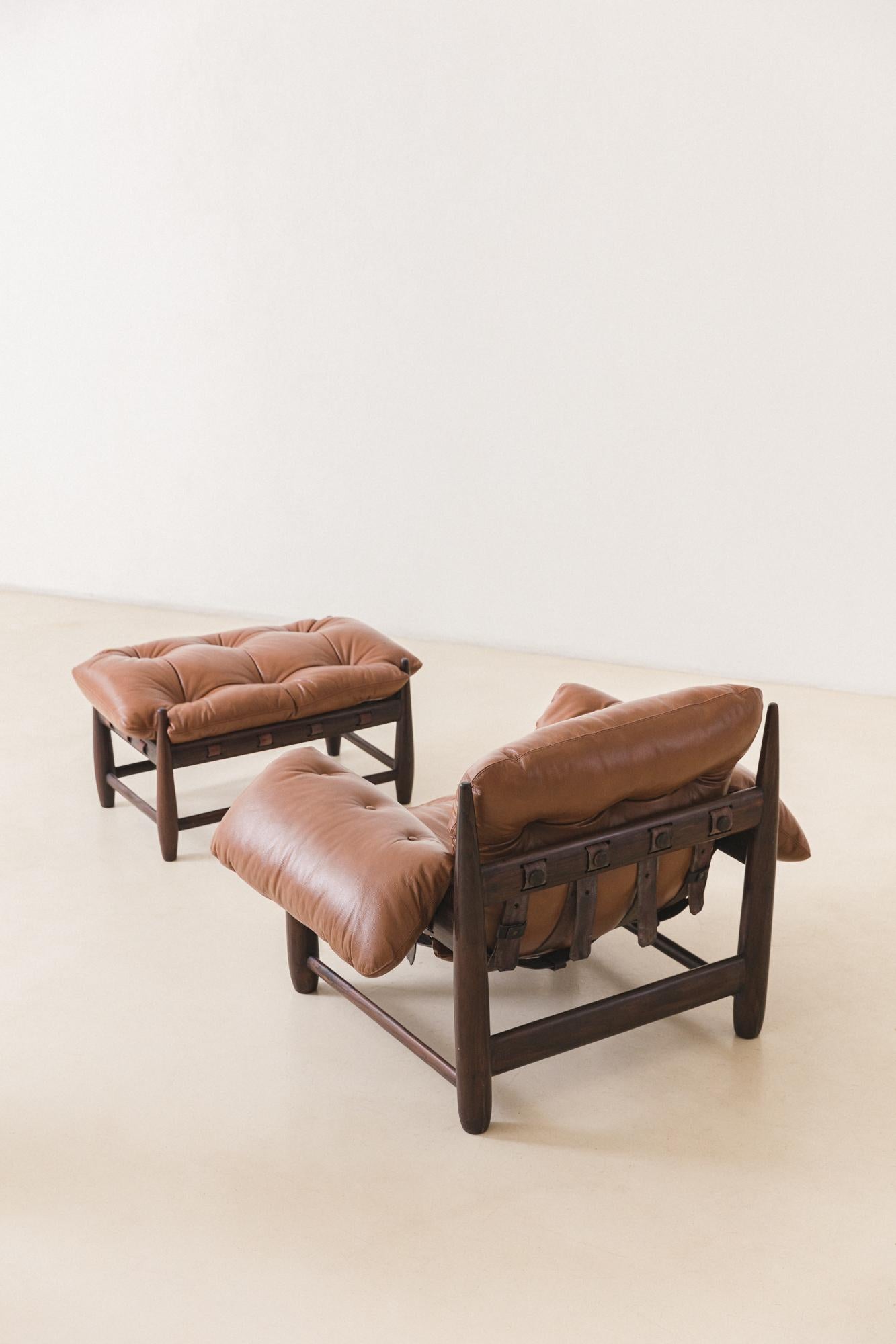 Mid-Century Modern Vintage 'Mole' Rosewood Armchair with Ottoman by Sergio Rodrigues, 1957, Brazil