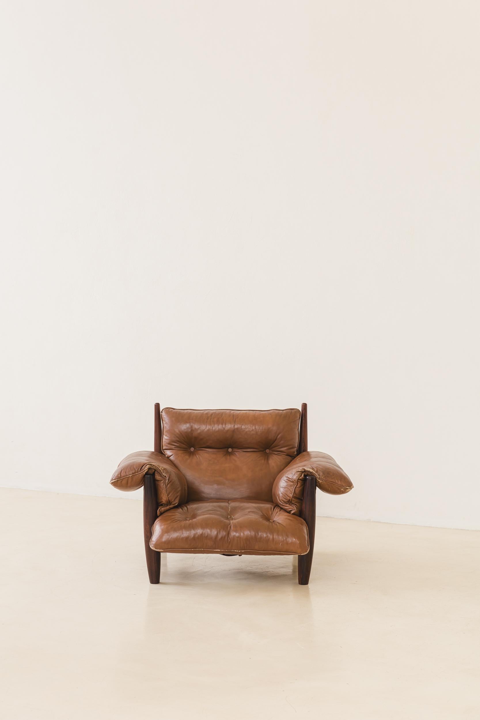 Vintage 'Mole' Rosewood Armchair with Ottoman by Sergio Rodrigues, 1957, Brazil For Sale 2