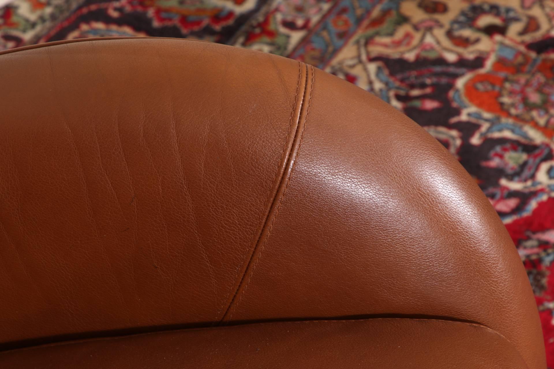 Vintage Molinari Tan Leather Armchair 1