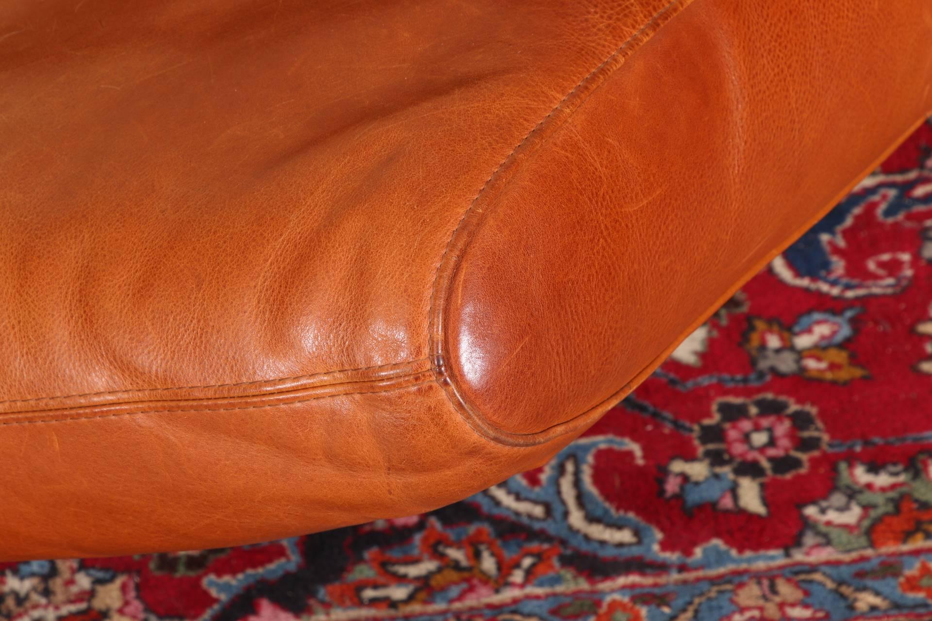 Vintage Molinari Tobacco Leather Sofa 6