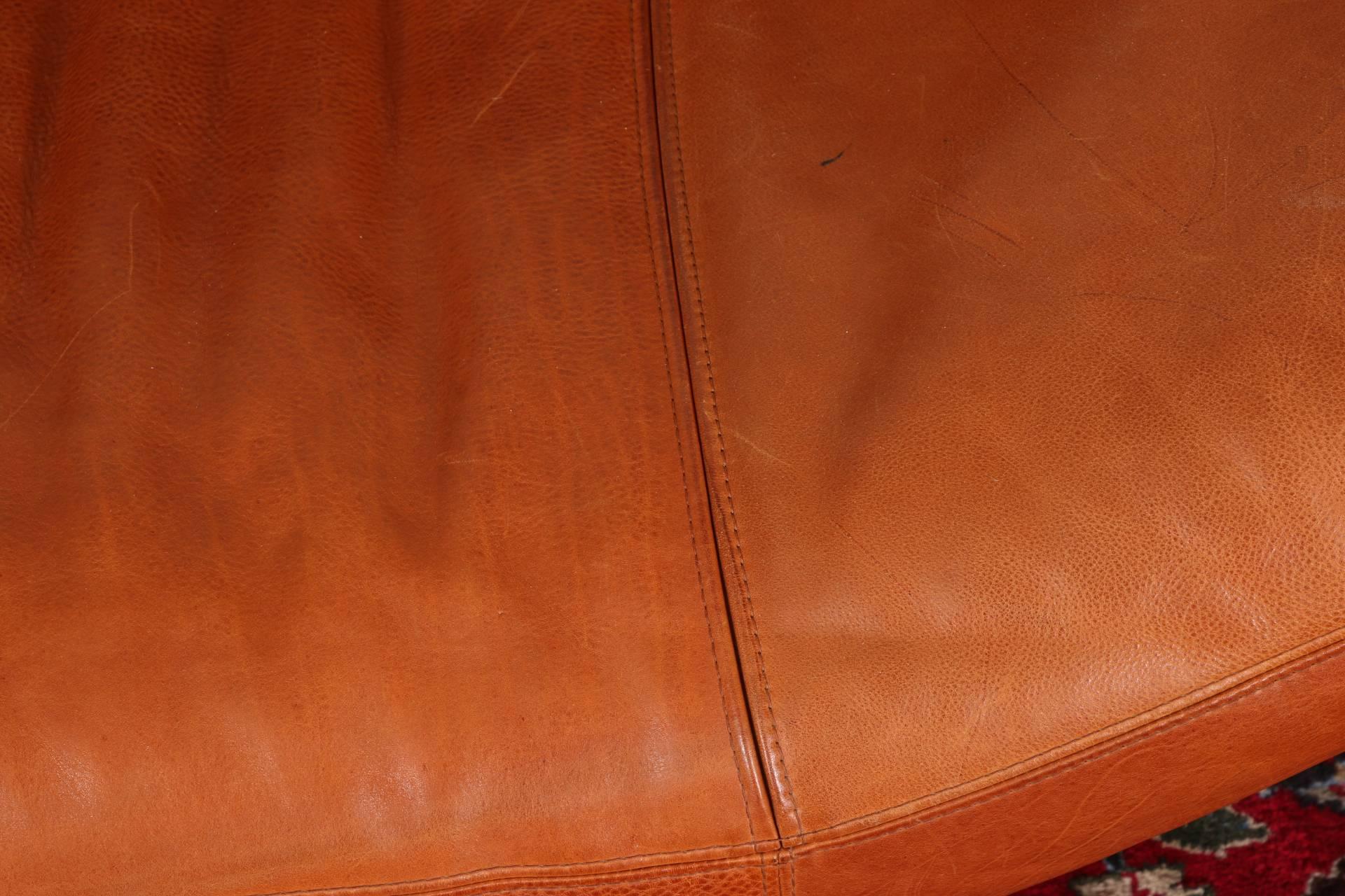 Mid-Century Modern Vintage Molinari Tobacco Leather Sofa