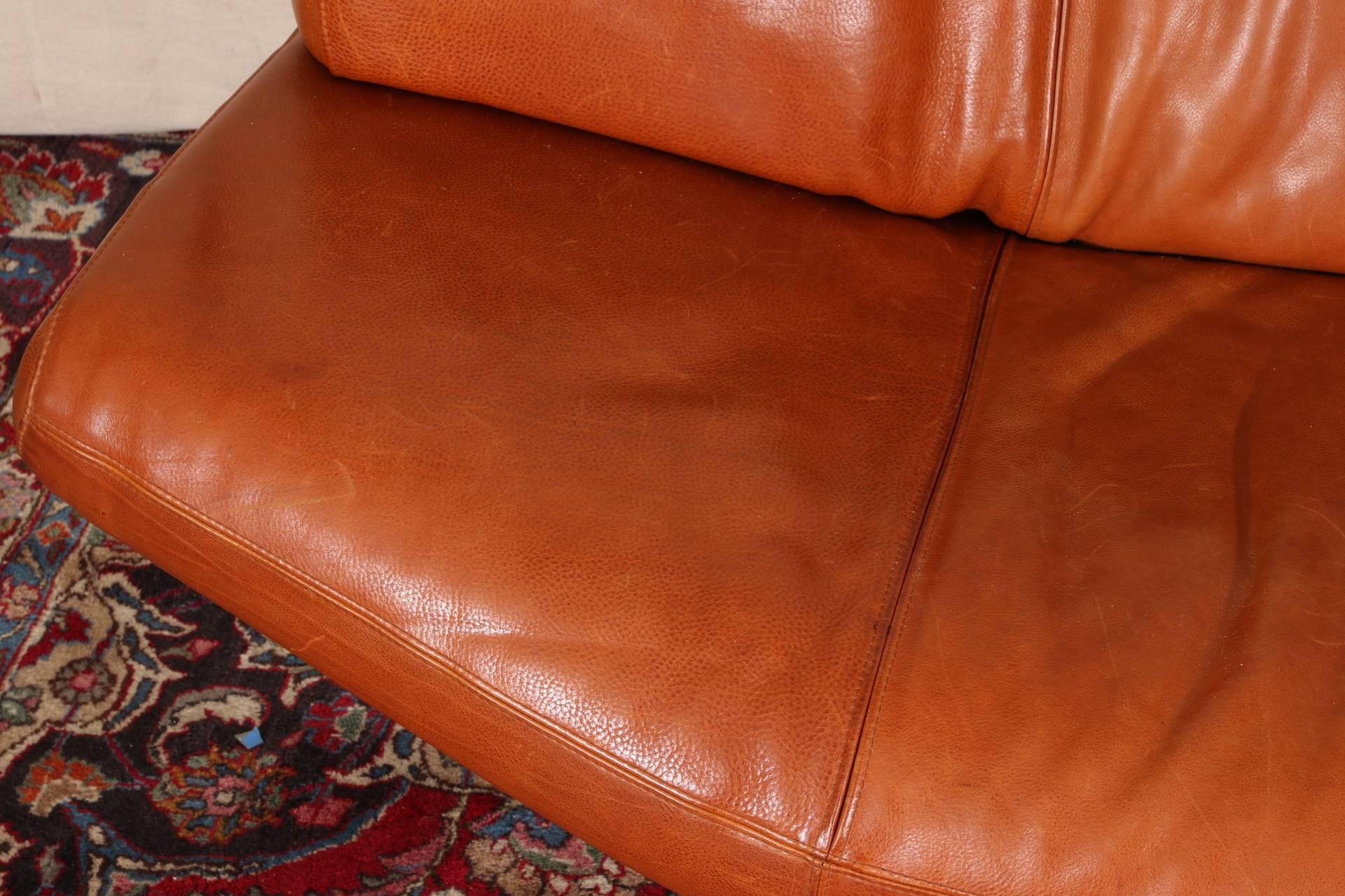 Vintage Molinari Tobacco Leather Sofa 1