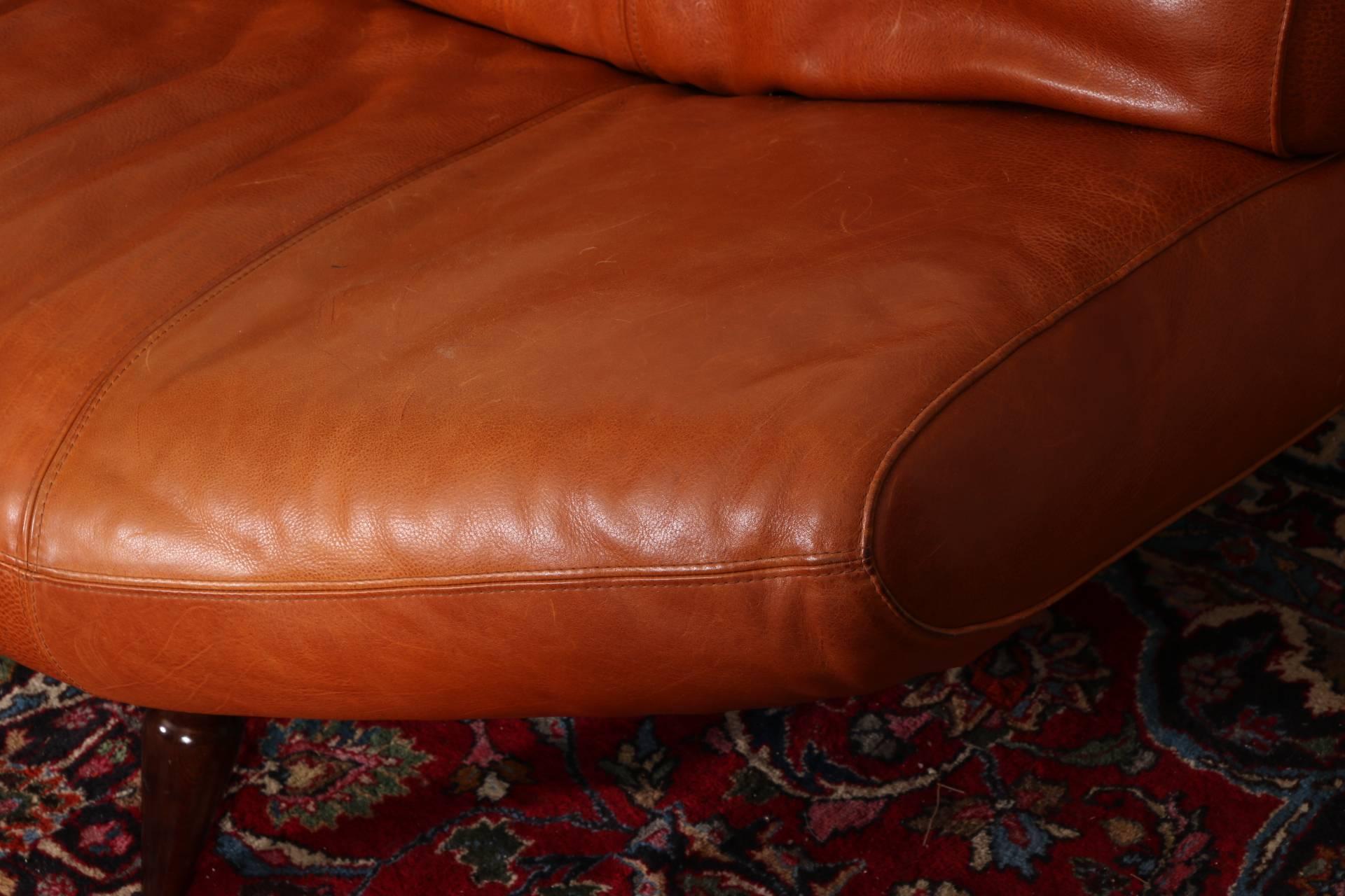 Vintage Molinari Tobacco Leather Sofa 2