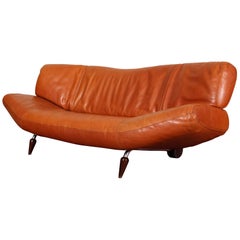 Vintage Molinari Tobacco Leather Sofa