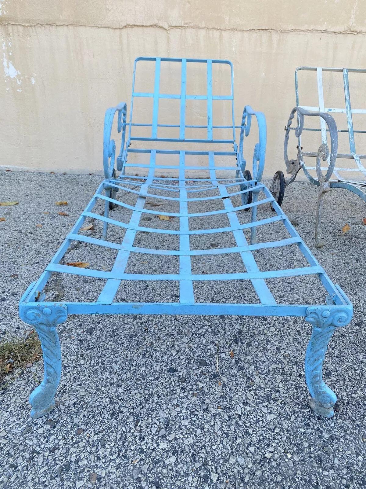 Vintage Molla Cast Aluminum Hollywood Regency Pool Patio Chaise Lounge - a Pair For Sale 6
