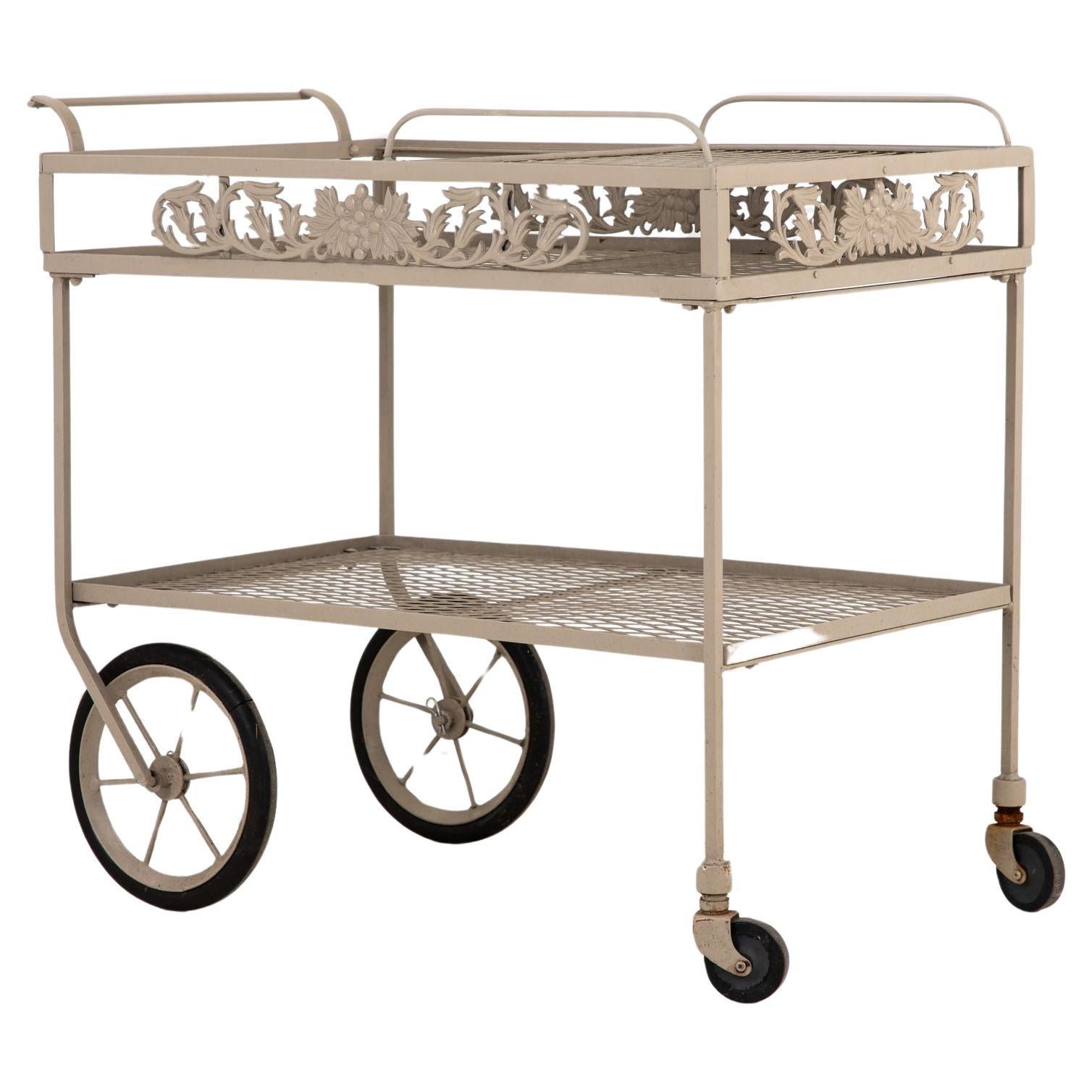 Vintage Molla Style Metal Outdoor Bar Cart For Sale