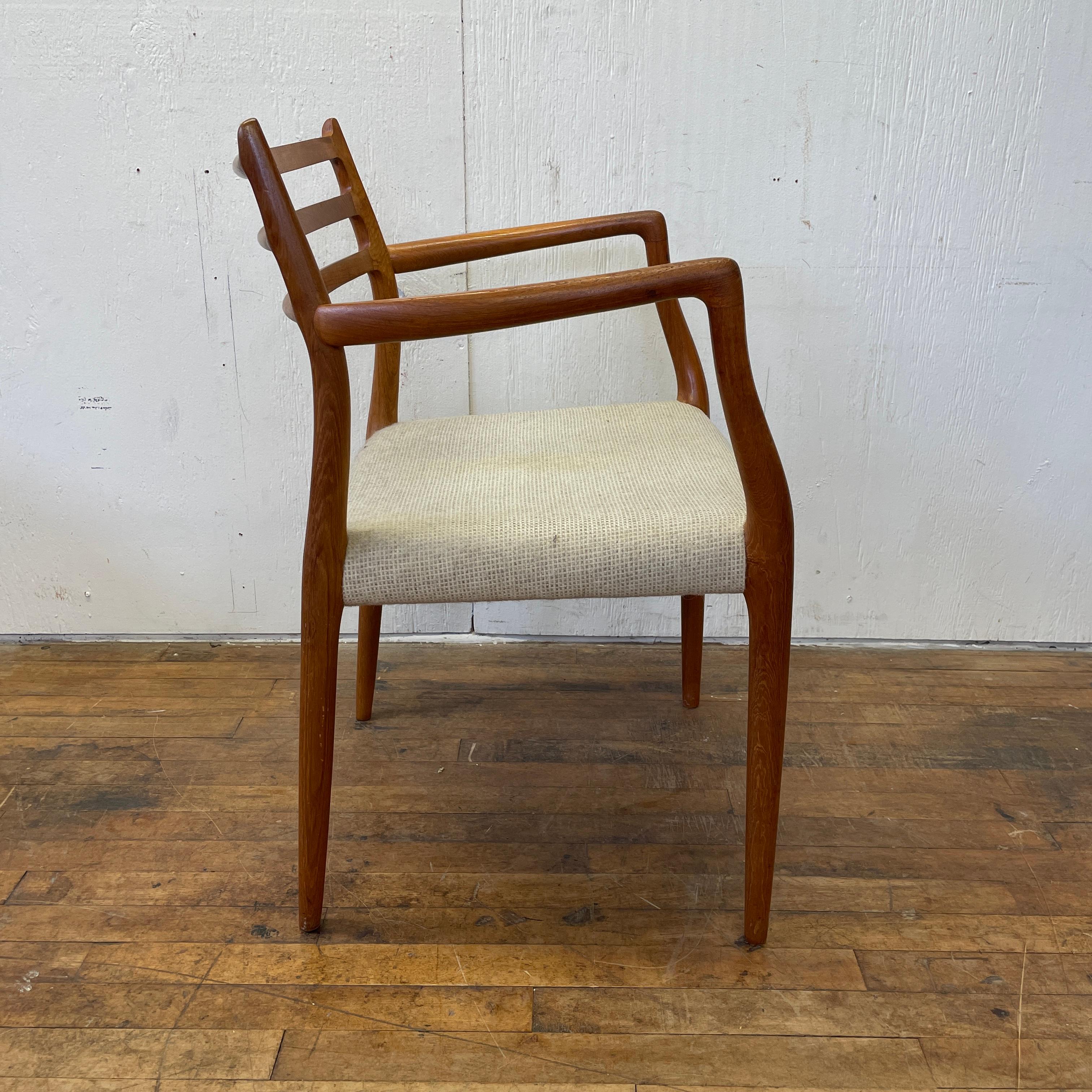 Vintage Moller Model #62 Teak Wood Armchair by Niels Otto Møller In Good Condition For Sale In Media, PA