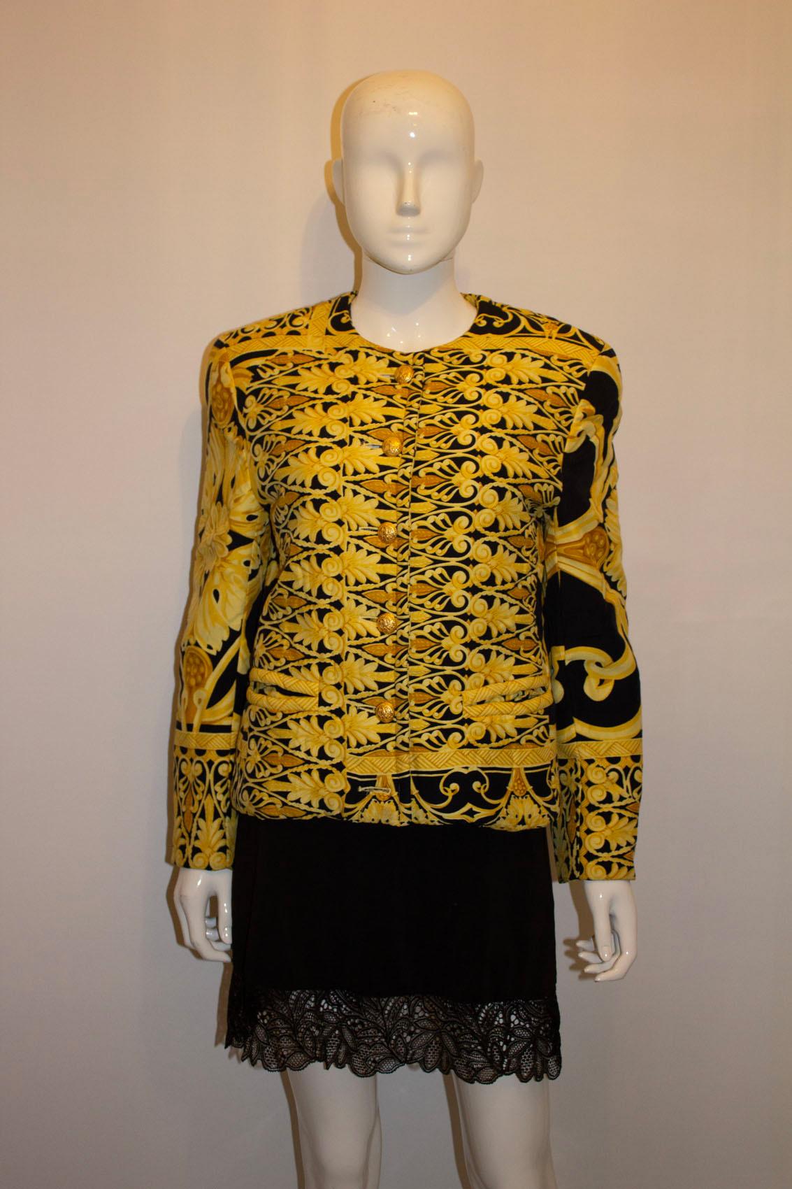 Vintage Mondi , Amarillo y Negro  Chaqueta estilo Versace Marrón en venta