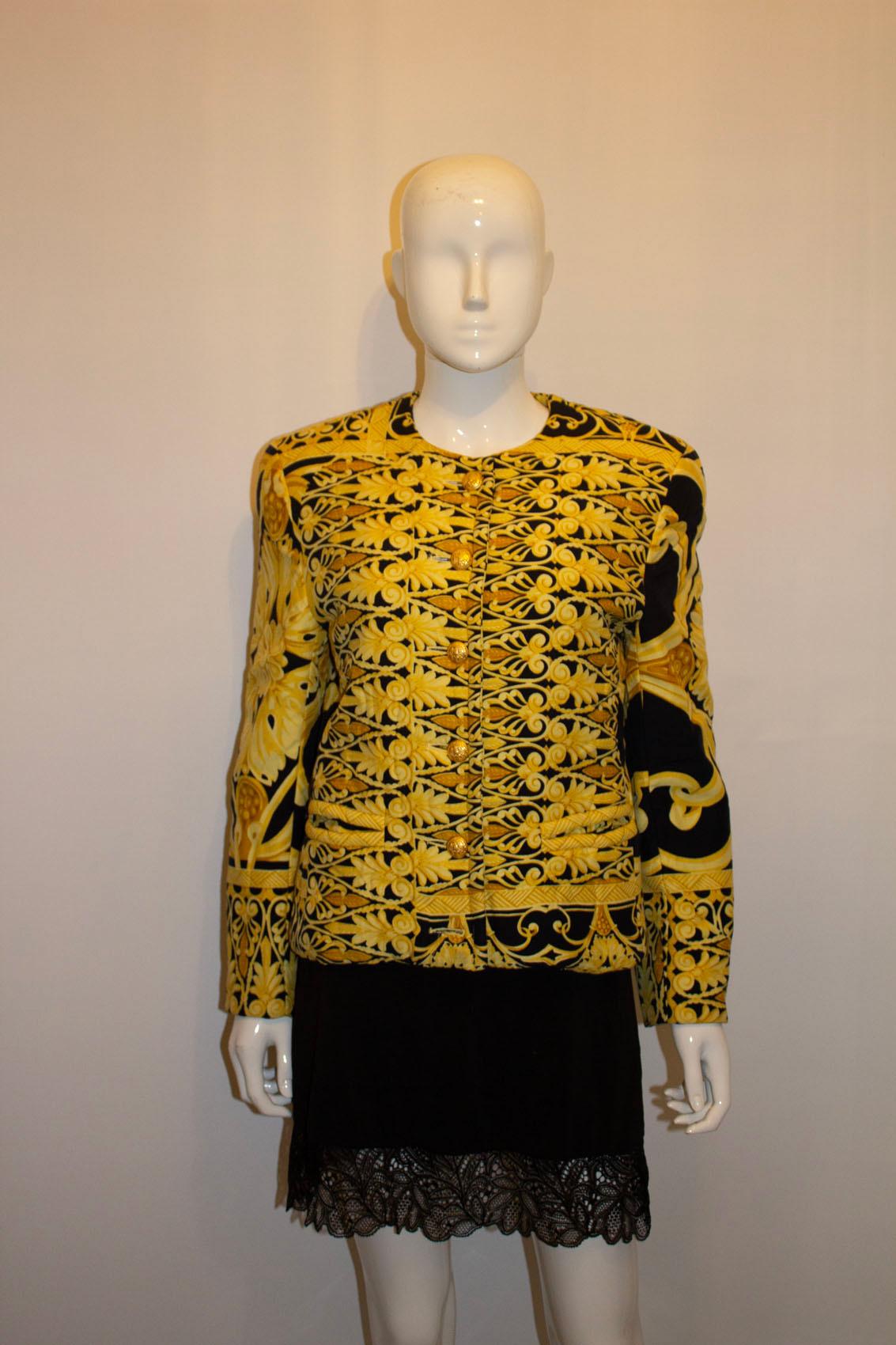 Femenino o masculino Vintage Mondi , Amarillo y Negro  Chaqueta estilo Versace en venta