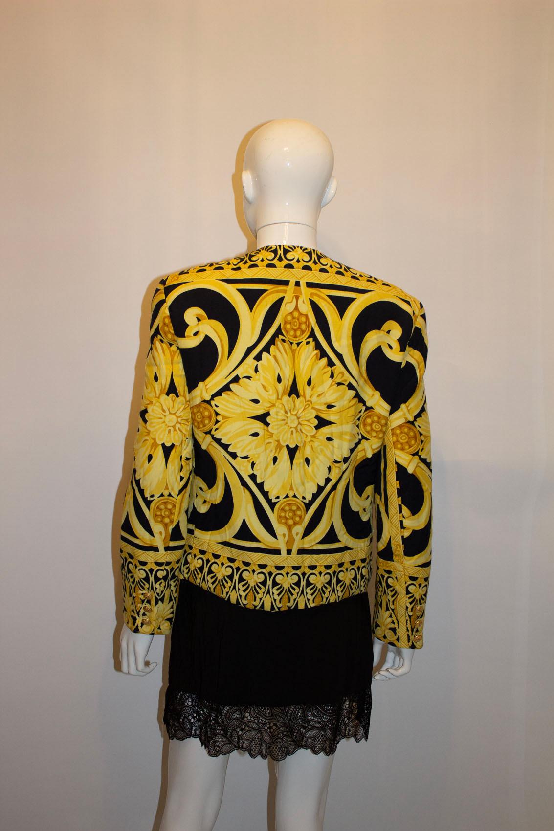 Vintage Mondi , Amarillo y Negro  Chaqueta estilo Versace en venta 3