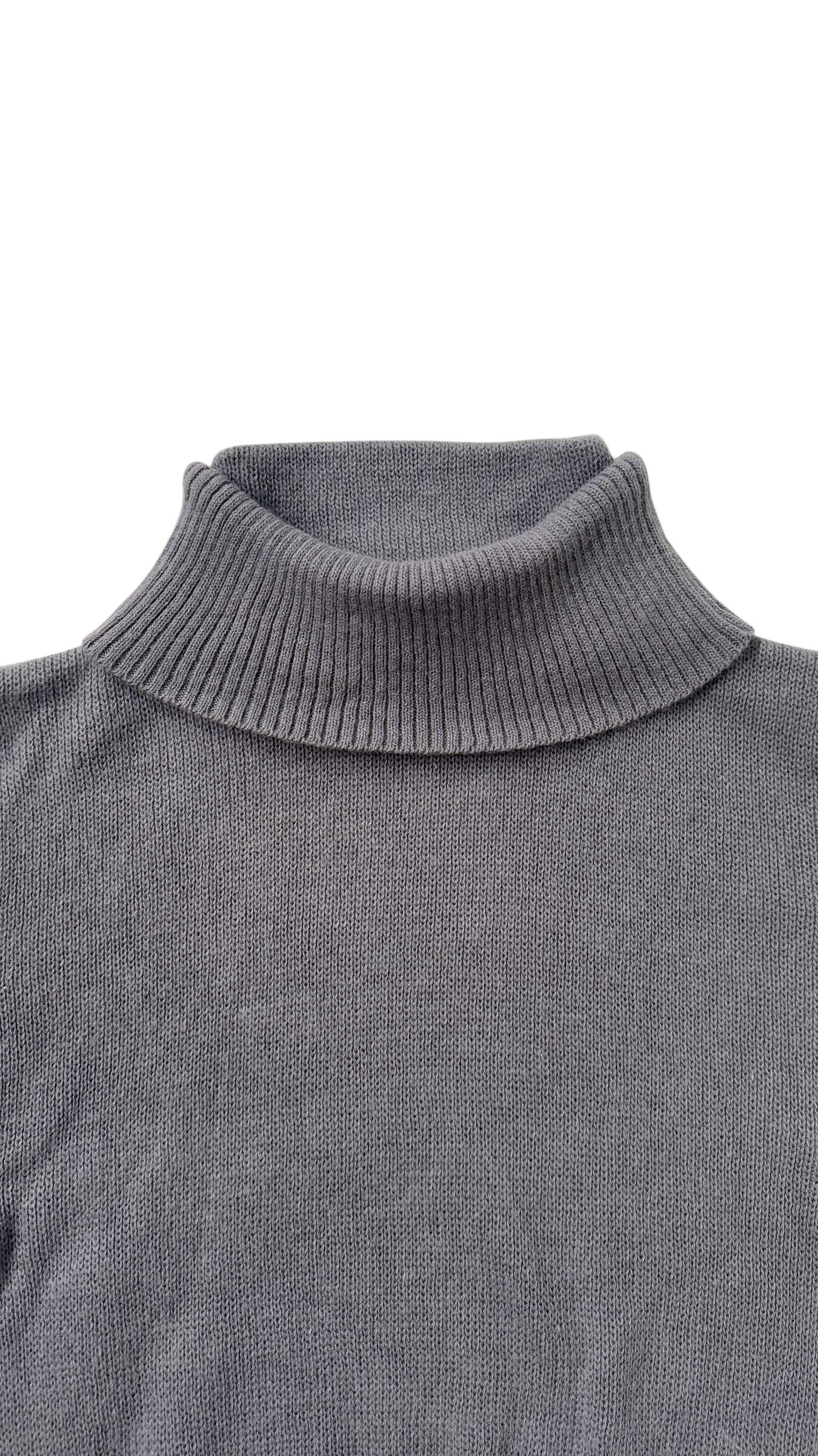 Vintage “Mondrian” Wool Turtleneck Sweater with Suede Inserts - No import duty! in vendita 5