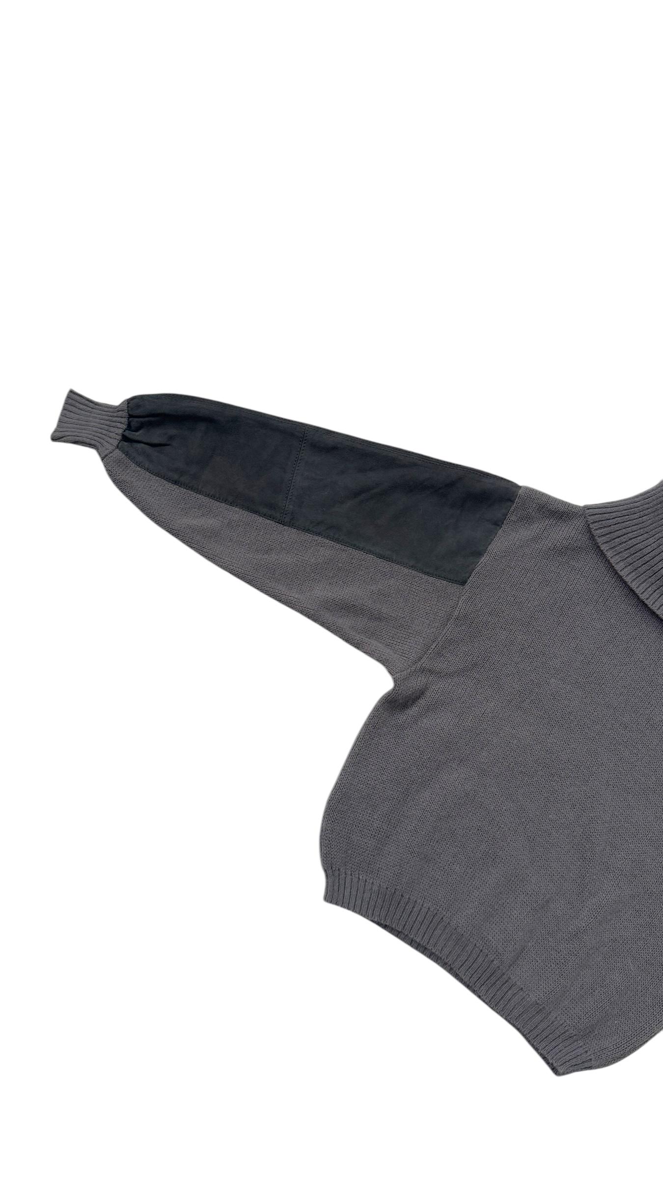Vintage “Mondrian” Wool Turtleneck Sweater with Suede Inserts - No import duty! in vendita 6