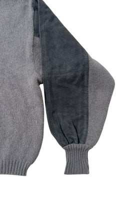 Vintage "Mondrian" Wool Turtleneck Sweater with Suede Inserts