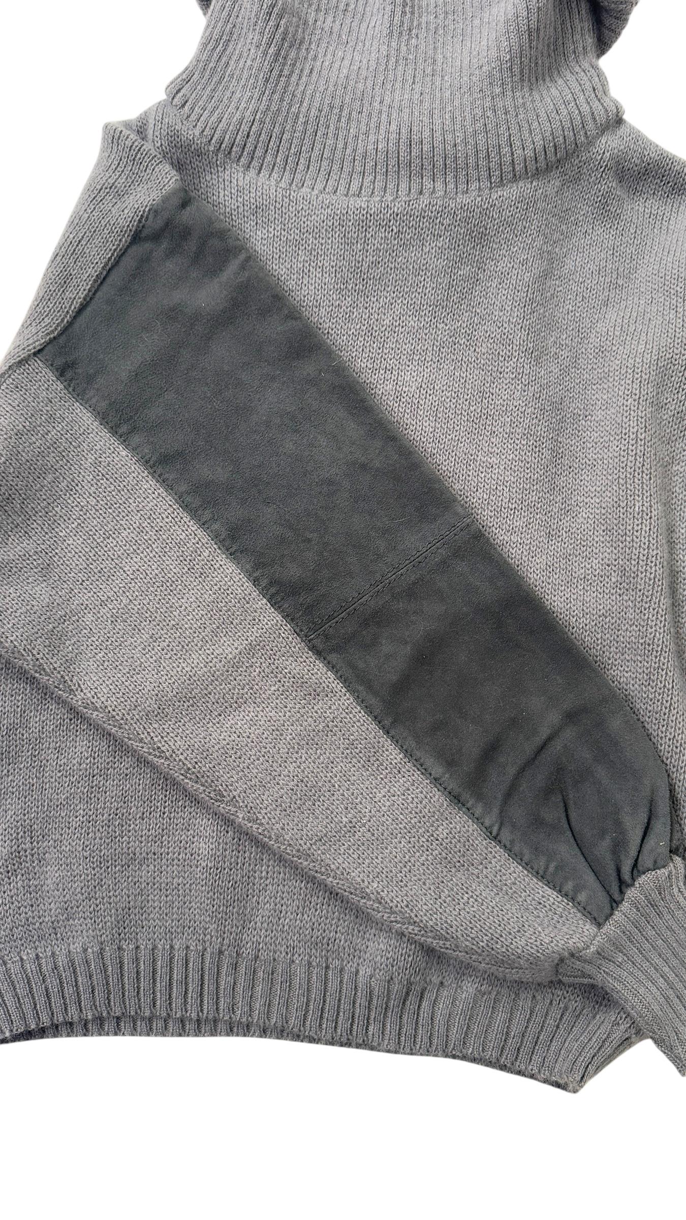 Vintage “Mondrian” Wool Turtleneck Sweater with Suede Inserts - No import duty! In condizioni ottime in vendita a Milano, IT