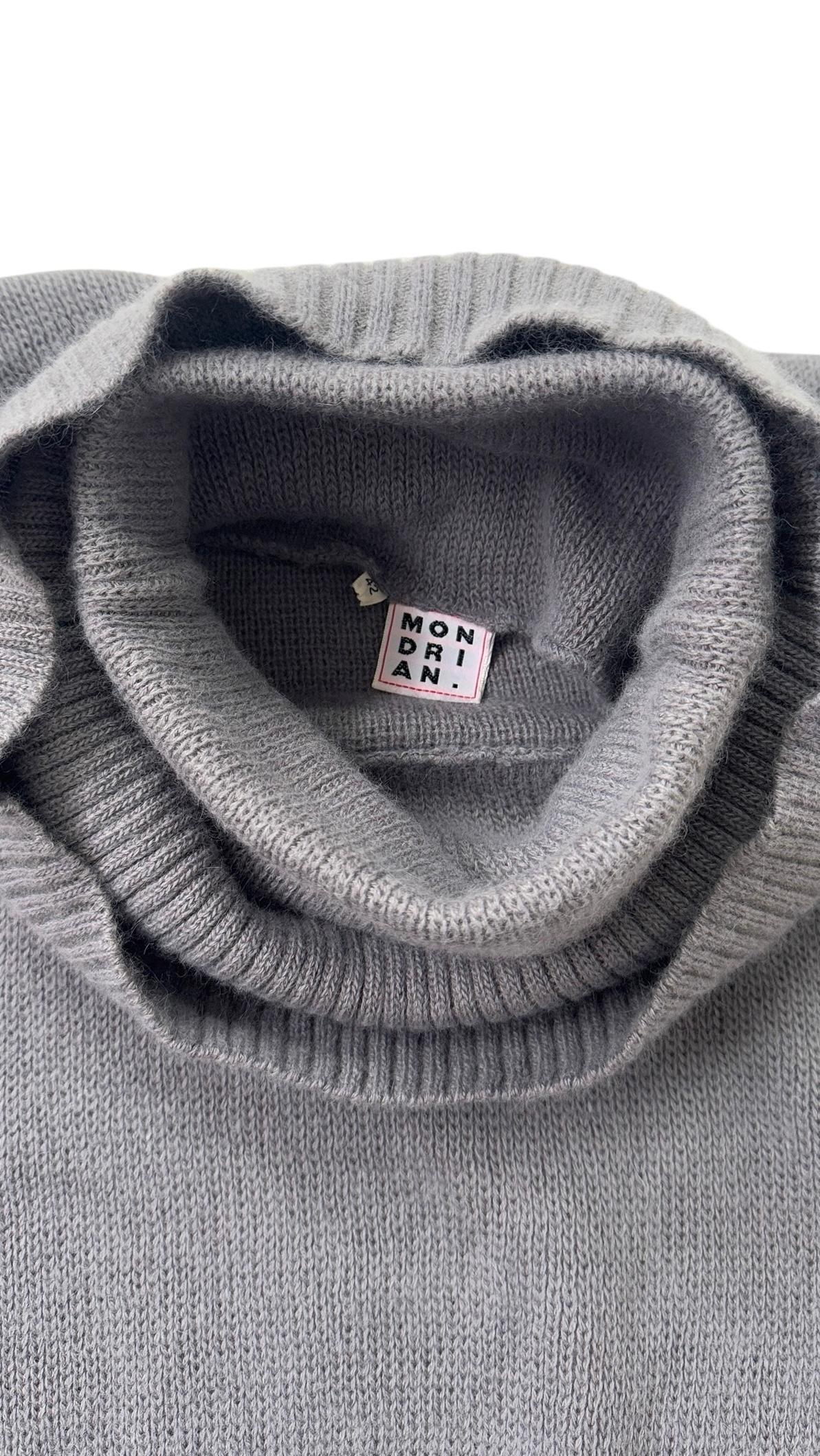 da uomo o donna Vintage “Mondrian” Wool Turtleneck Sweater with Suede Inserts - No import duty! in vendita