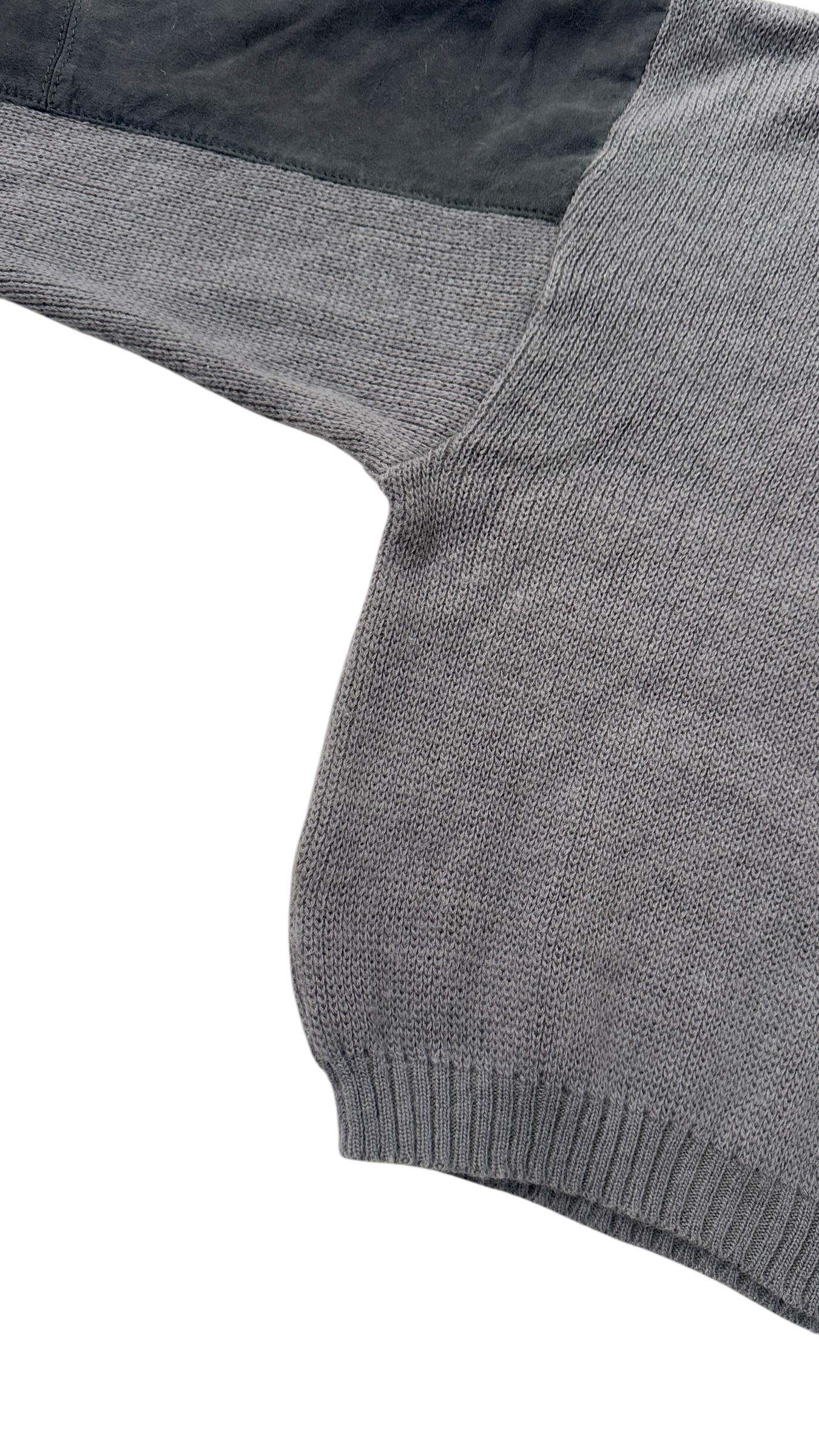 Vintage “Mondrian” Wool Turtleneck Sweater with Suede Inserts - No import duty! in vendita 3