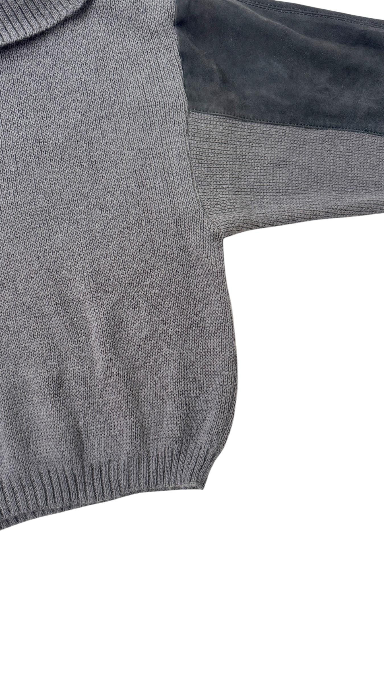 Vintage “Mondrian” Wool Turtleneck Sweater with Suede Inserts - No import duty! in vendita 4