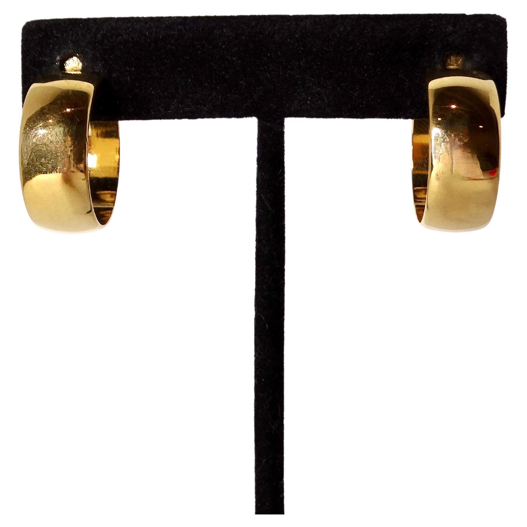 Vintage Monet 18k Gold Plated Small Hoop Earrings For Sale 1