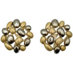 Retro Monet Bronze & gold Pebble Earrings 1990s