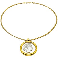 Retro Monet Coin Medallion Necklace 1980s