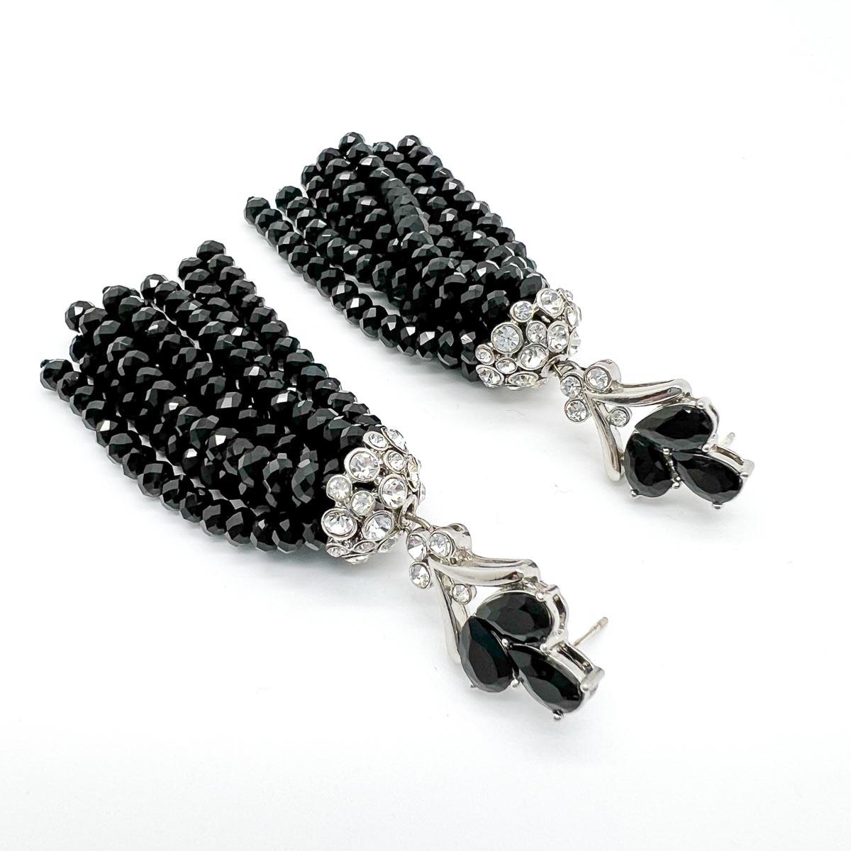 Vintage Monet Deco Inspired Tassel Earrings 1990s In Good Condition For Sale In Wilmslow, GB