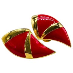 Vintage Monet Earrings in Gold Plated Metal, 1980s