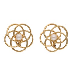 Vintage Monet Floral Pearl Ear Clips